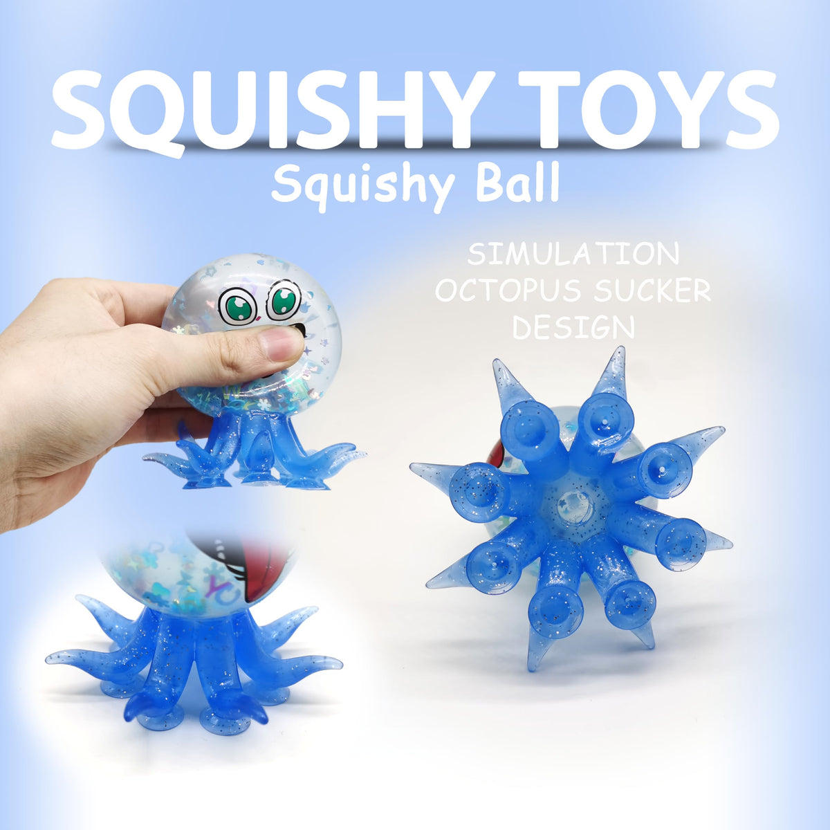 ZTATU Octopus Suction Toys Stress Ball – 1pc Fidget Toy for Kids, Colorful Sensory Squeeze Ball
