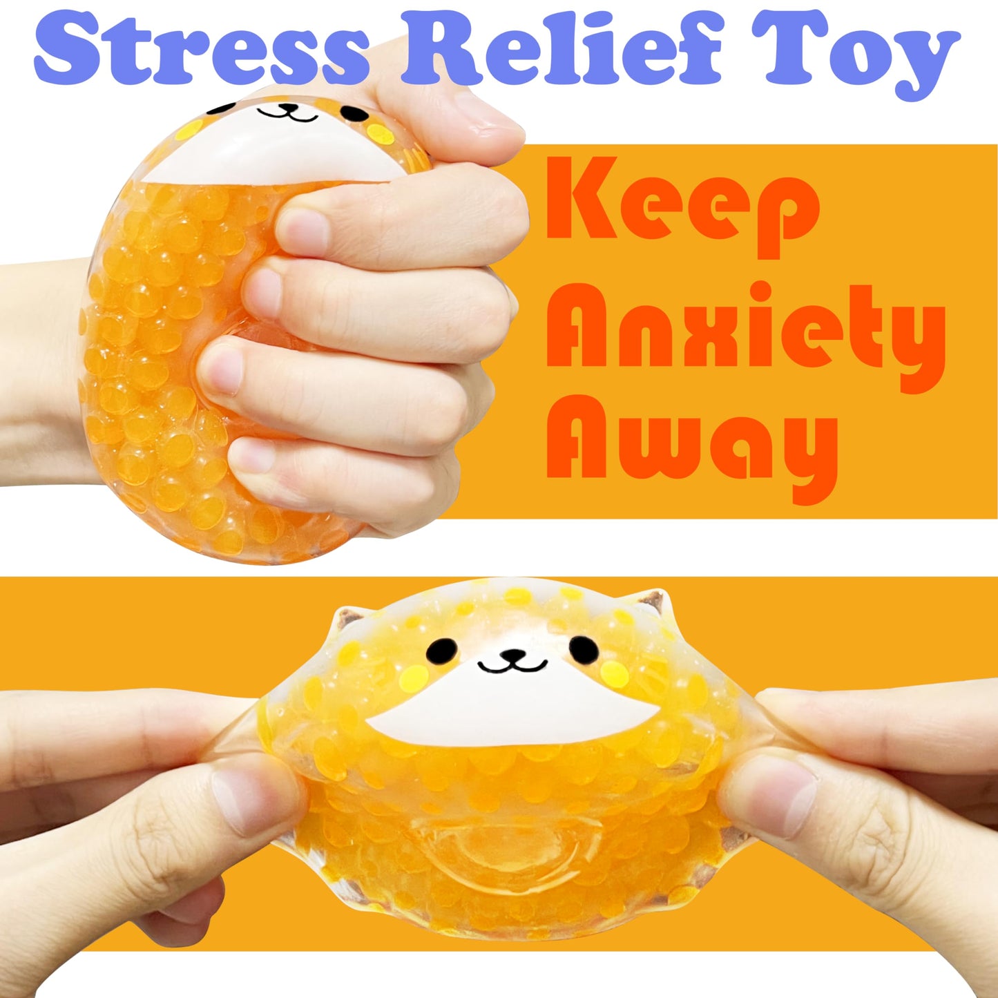 ZTATU Orange Shiba Inu Stress Ball for Adults (1 Pack) – Squishy Fidget Toy