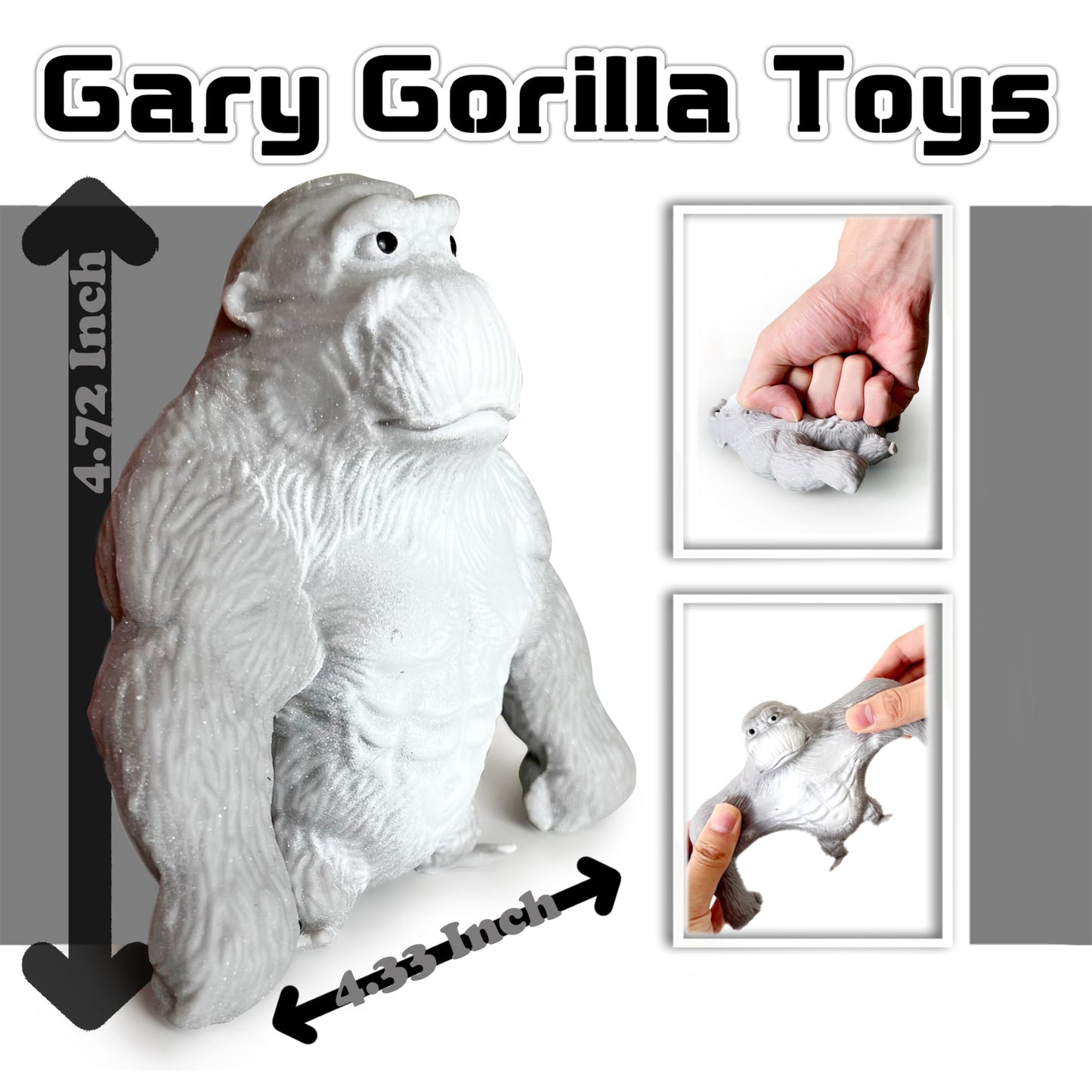 ZTATU Stretchy Monkey World Toy Grey | Squishy Monkey Toy for Stress Relief & Sensory Play (1-Pack)