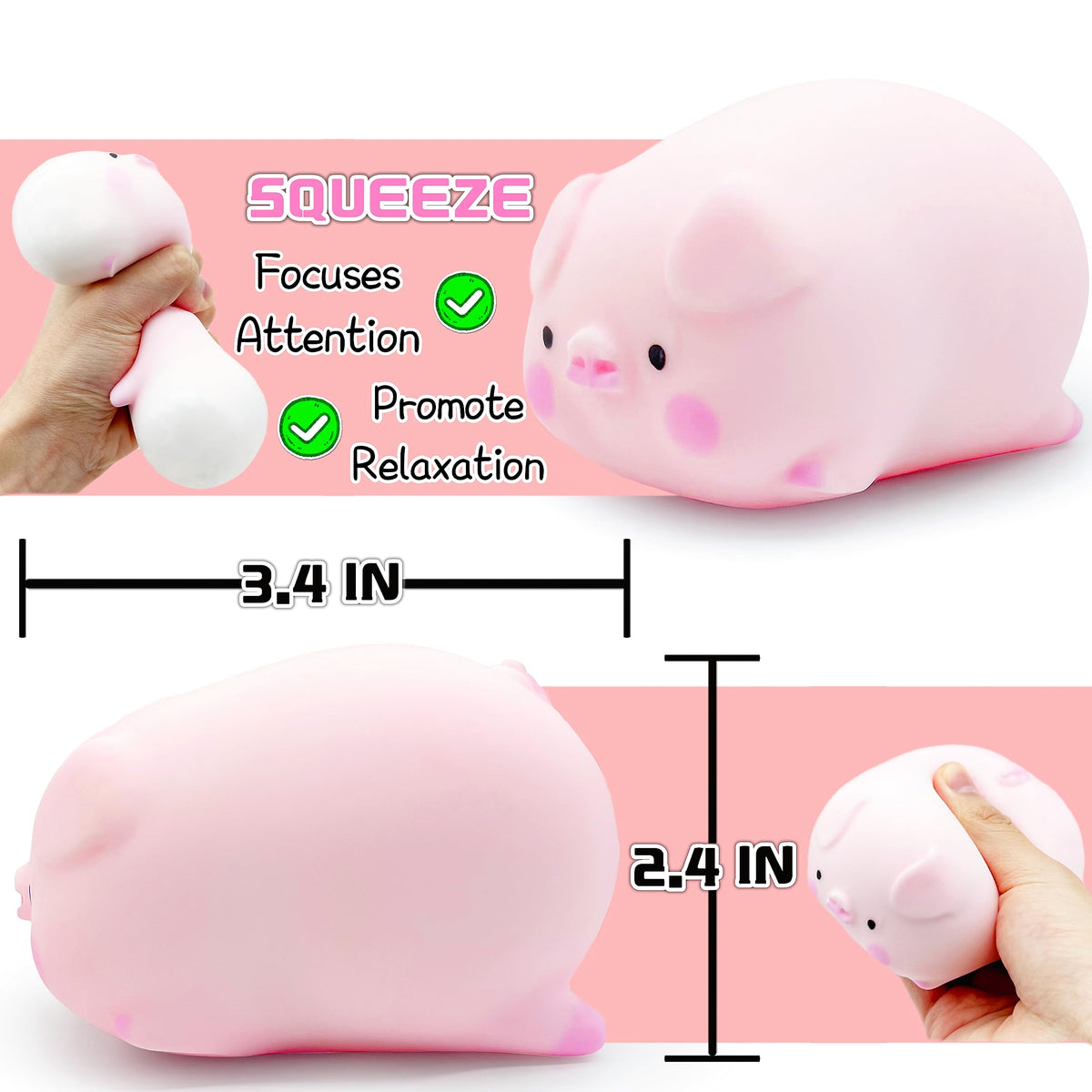 ZTATU Squishy Pig Stress Ball | Kids Fidget Toy and Sensory Squish