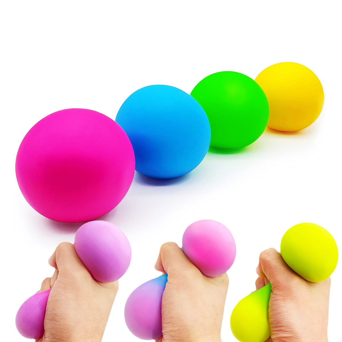 ZTATU Squishy Stress Balls - 4 Pack Color-Changing Sensory Fidget Toys for Kids