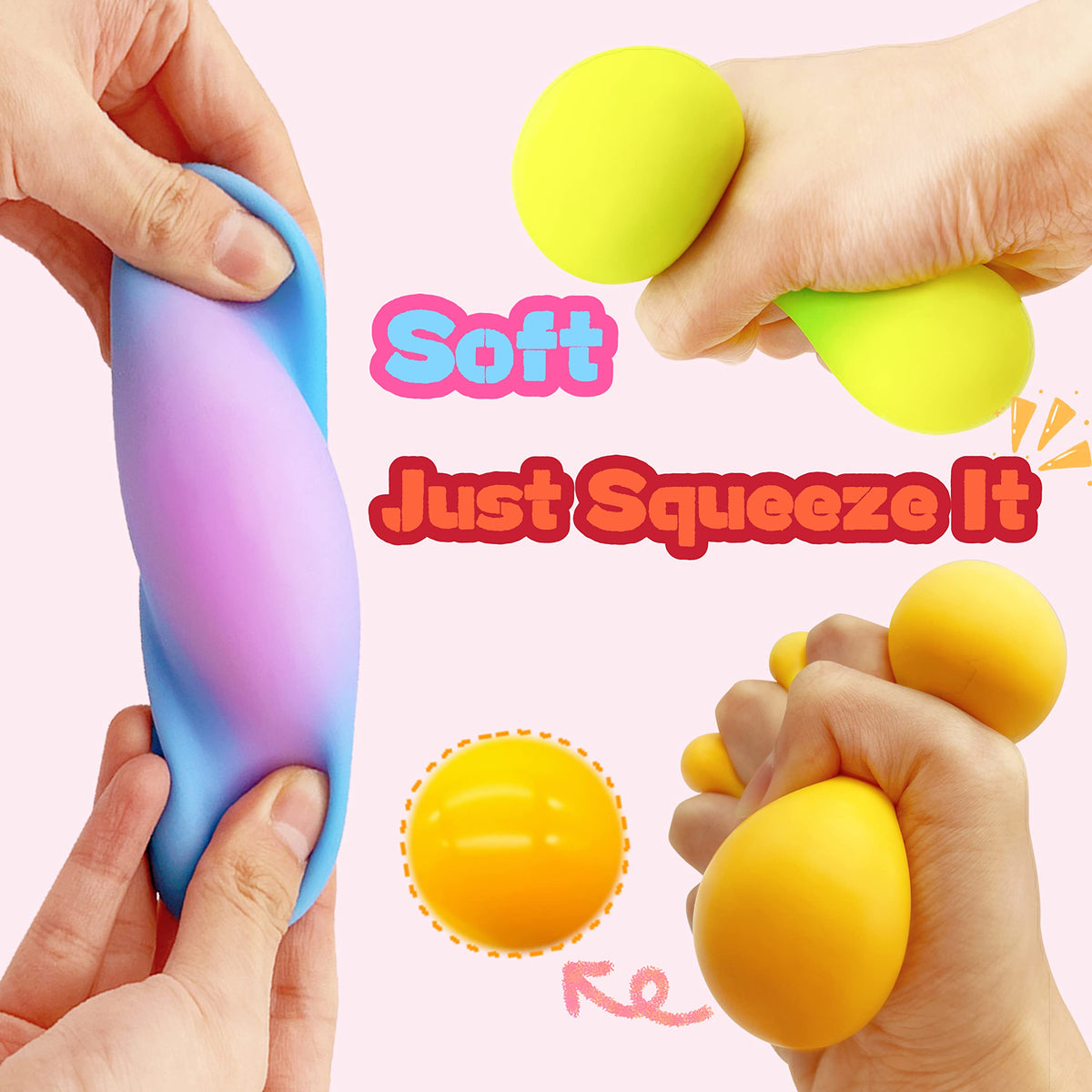 ZTATU Squishy Stress Balls - 4 Pack Color-Changing Sensory Fidget Toys for Kids