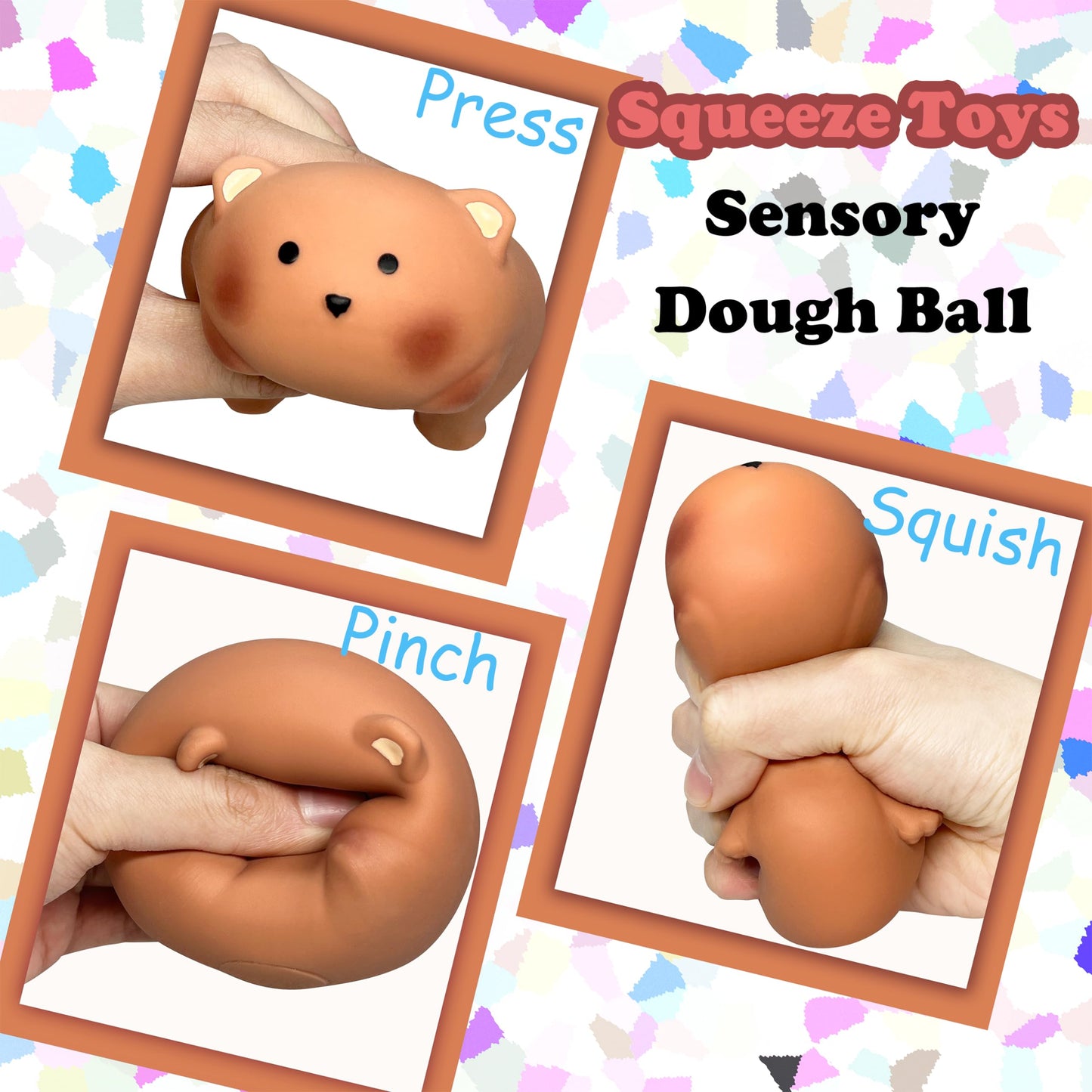 ZTATU Brown Bear Stress Ball – Squishy Fidget Toy for Adults & Kids