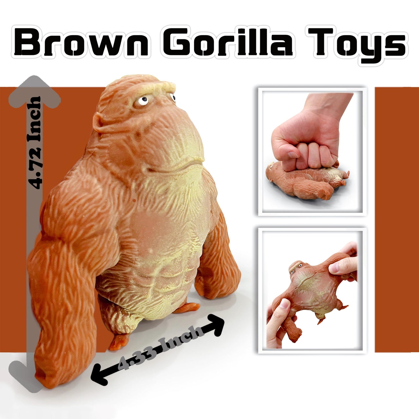ZTATU Squishy Monkey Toy – Stretchy Fidget Ball for Kids (Brown)