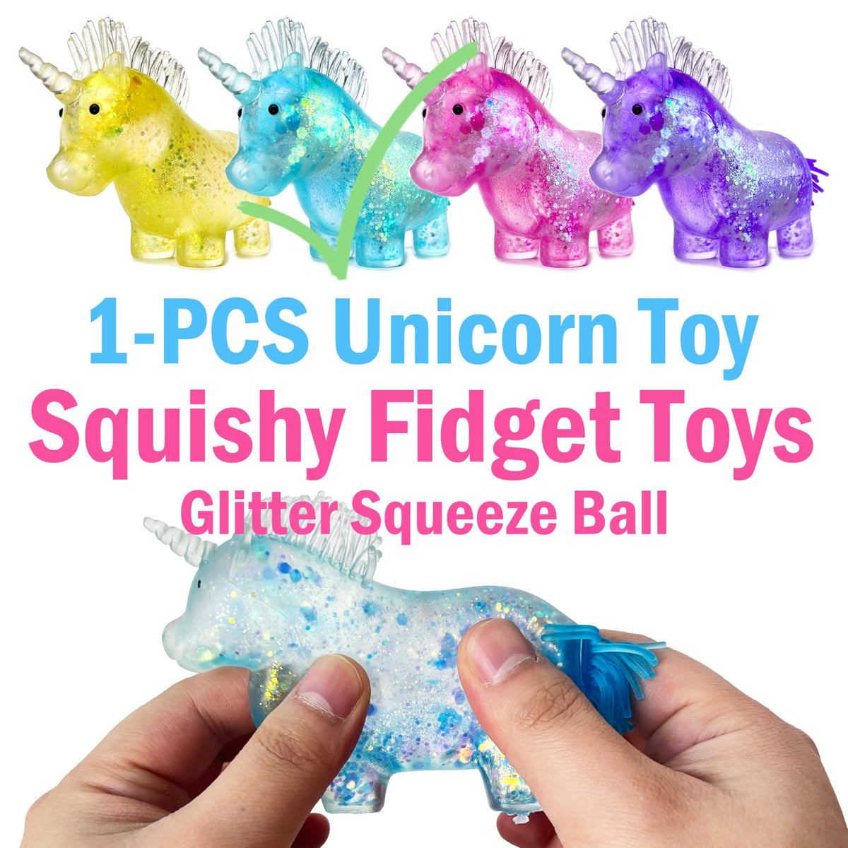 ZTATU Unicorn Squishy Fidget Toys for Kids — Sensory Squeeze Ball with Rainbow Glitter Design