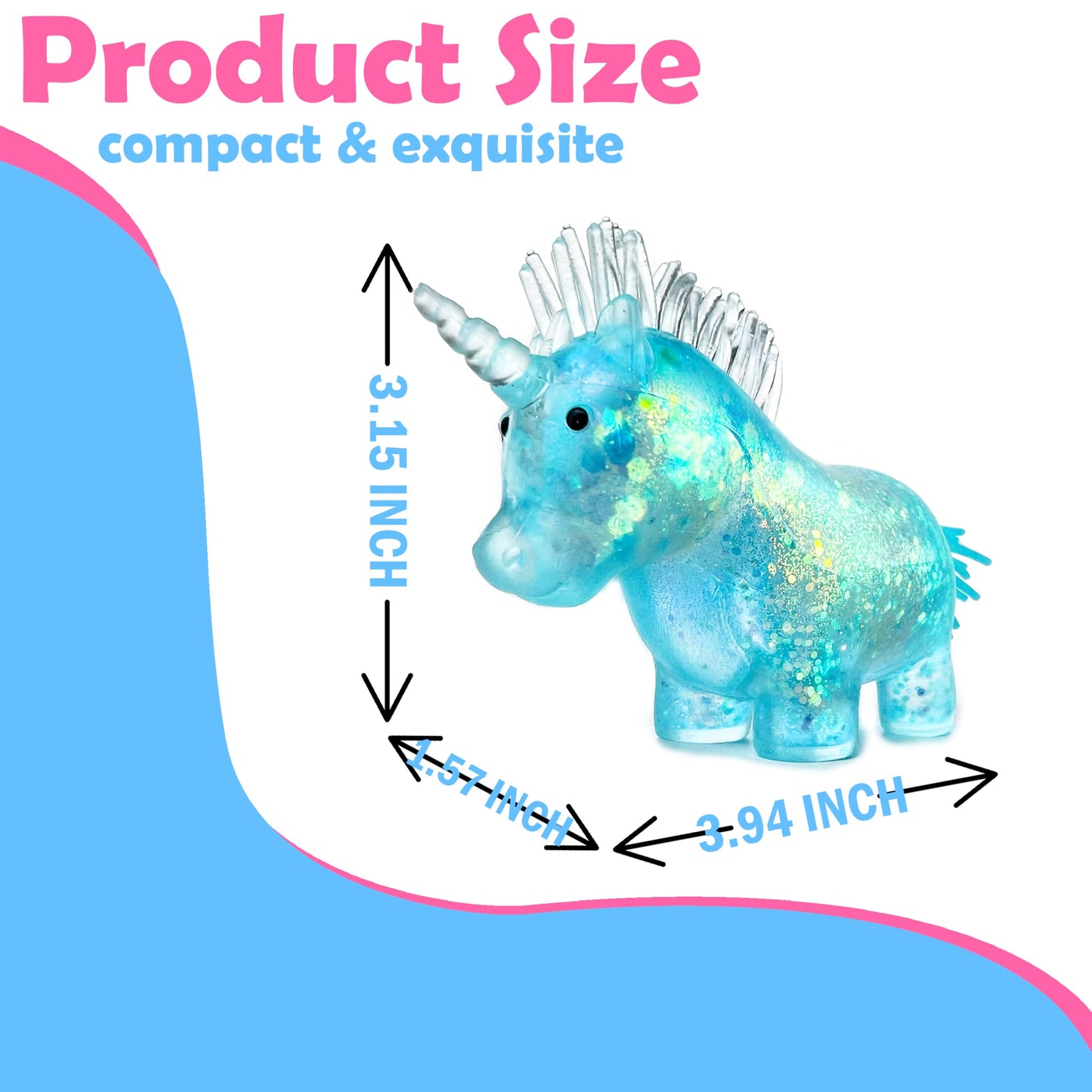ZTATU Unicorn Squishy Fidget Toys for Kids — Sensory Squeeze Ball with Rainbow Glitter Design