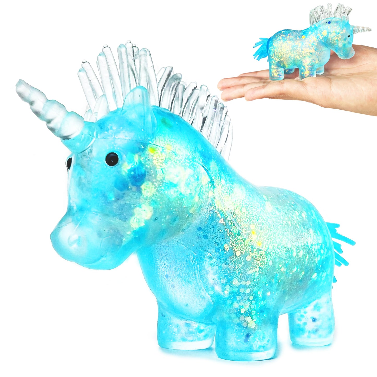 ZTATU Unicorn Squishy Fidget Toys for Kids — Sensory Squeeze Ball with Rainbow Glitter Design