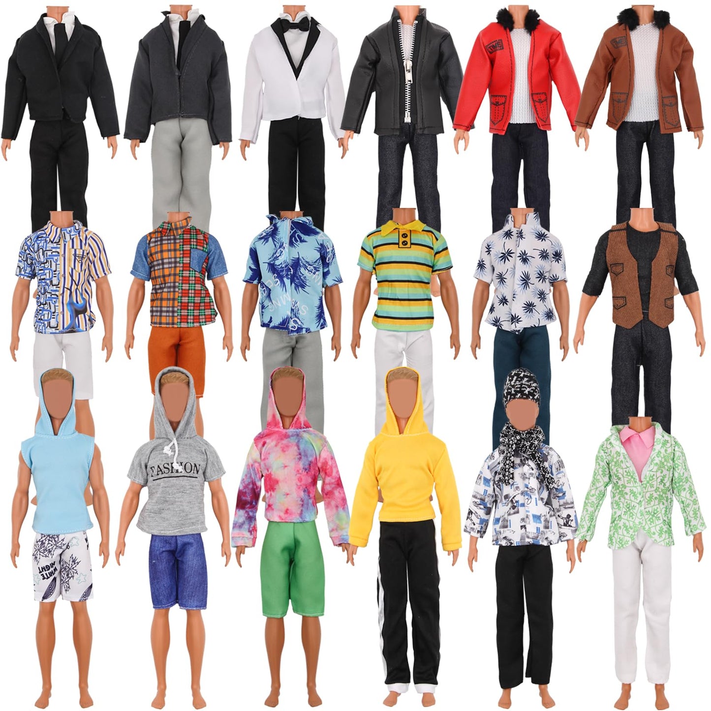 ZTWEDEN 12-Inch Boy Doll Clothes Set – Leather Jacket, Suit & More (6 Random Sets)