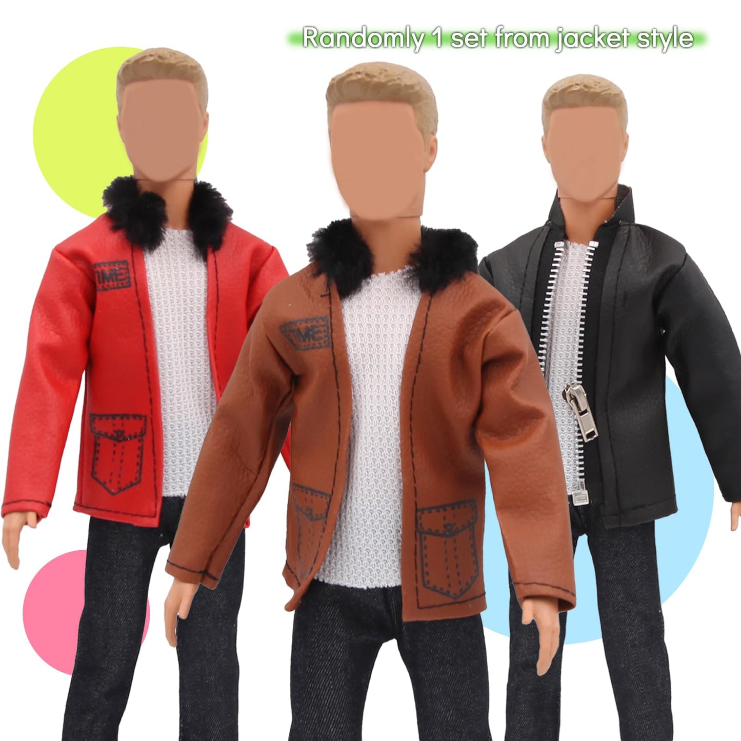 ZTWEDEN 12-Inch Boy Doll Clothes Set – Leather Jacket, Suit & More (6 Random Sets)