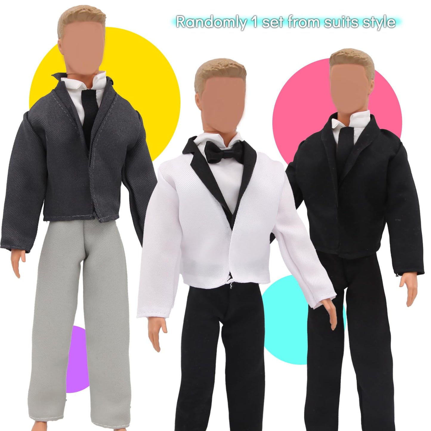 ZTWEDEN 12-Inch Boy Doll Clothes Set – Leather Jacket, Suit & More (6 Random Sets)