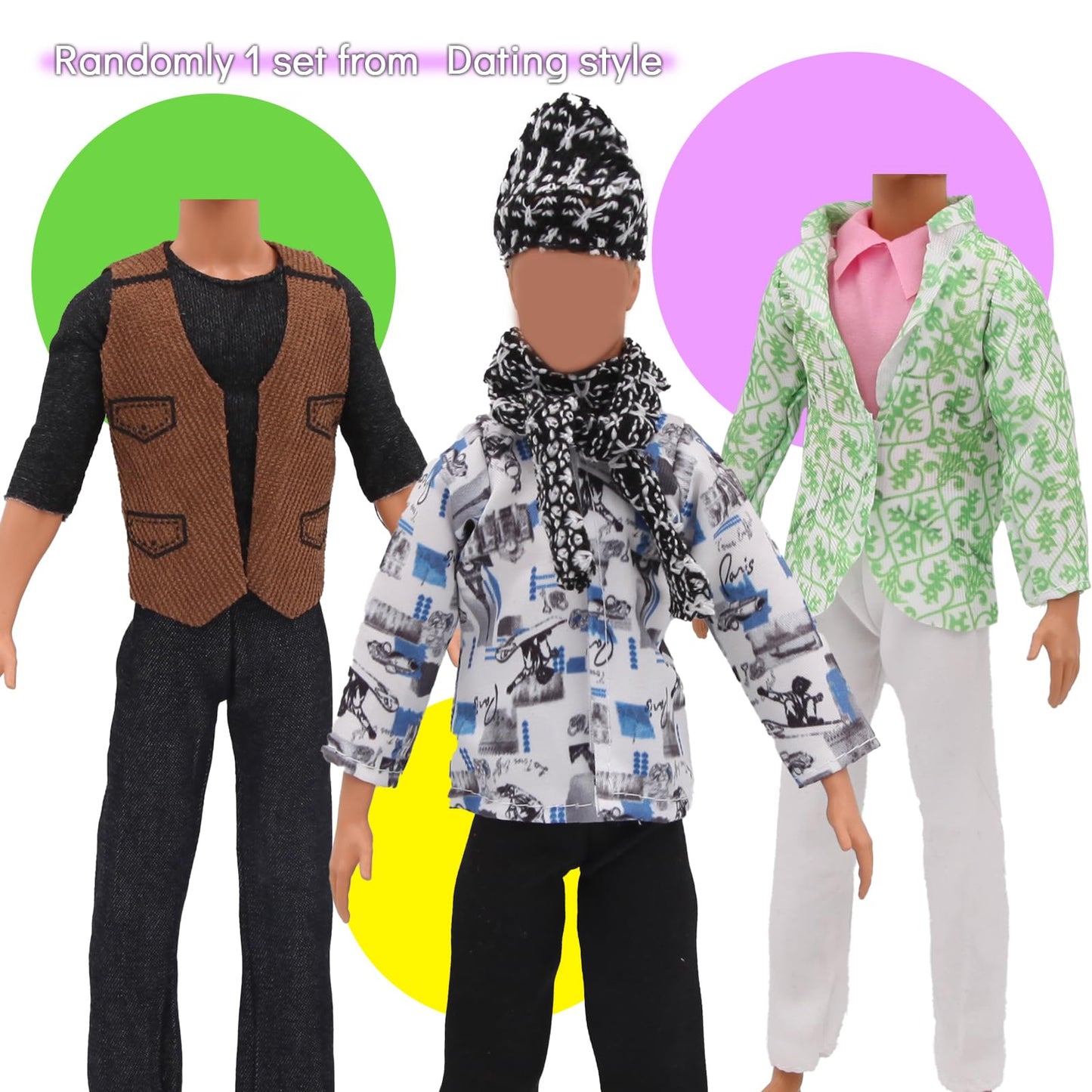 ZTWEDEN 12-Inch Boy Doll Clothes Set – Leather Jacket, Suit & More (6 Random Sets)