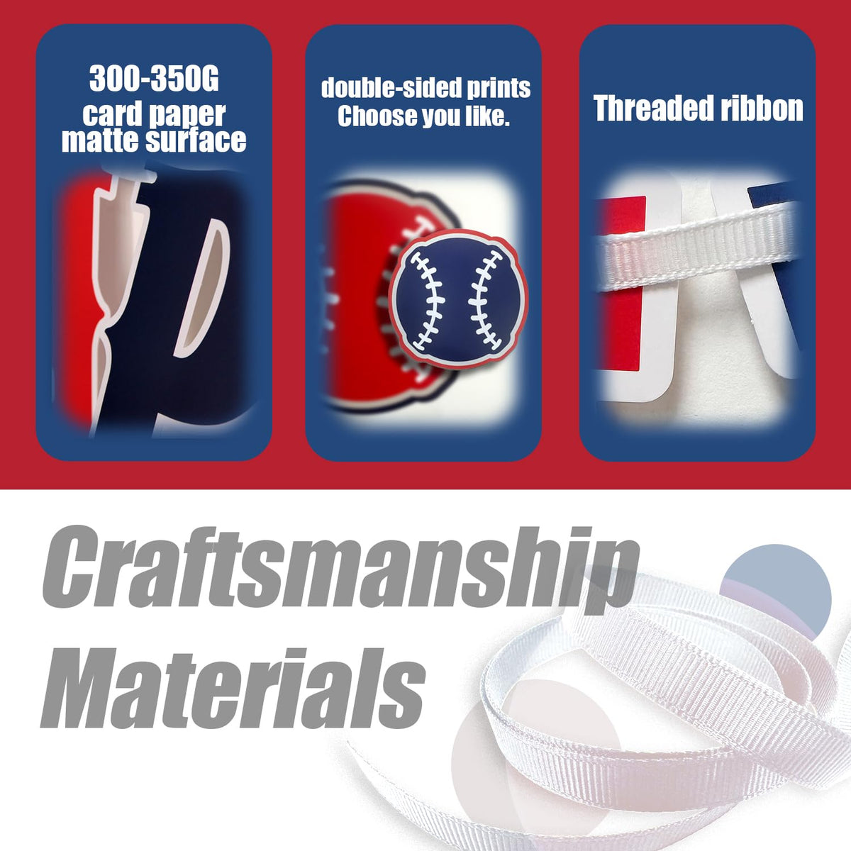 ZTZTST Happy Birthday Banner Baseball – Navy Blue, Red, White | Baseball Party Decor