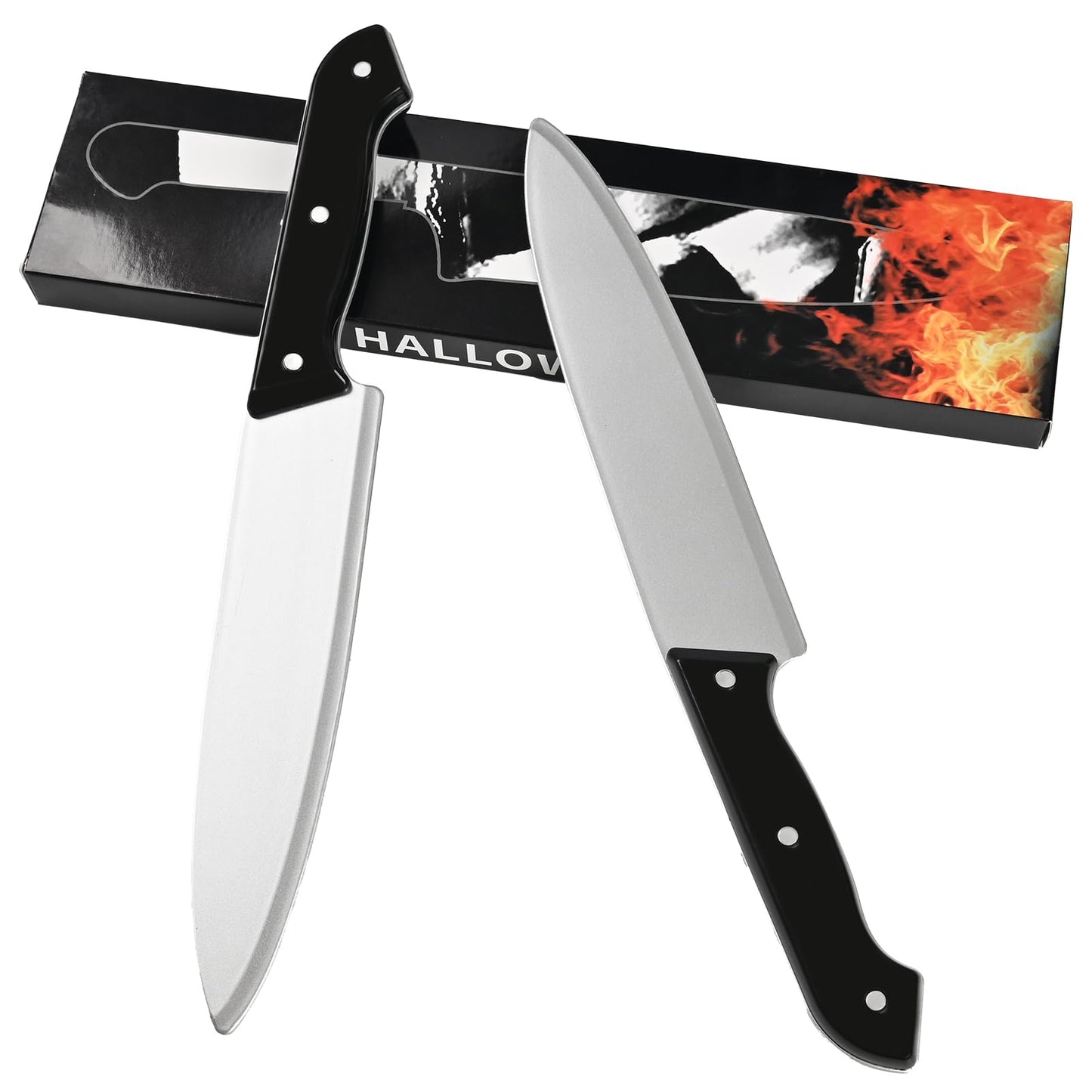 ZUADOKL Fake Knife Prop 2pcs – Halloween Cosplay Knife Props, Safe Plastic