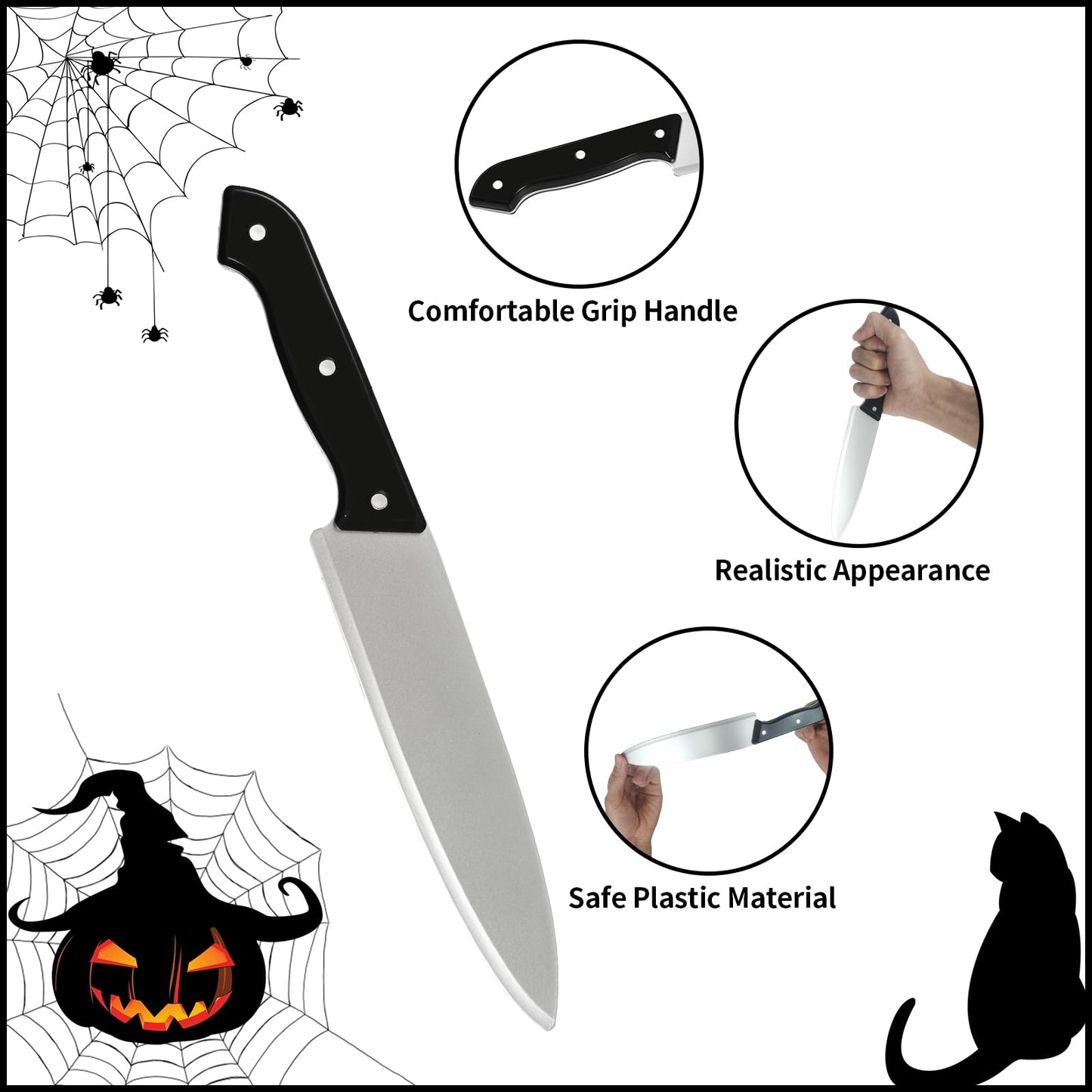 ZUADOKL Fake Knife Prop 2pcs – Halloween Cosplay Knife Props, Safe Plastic