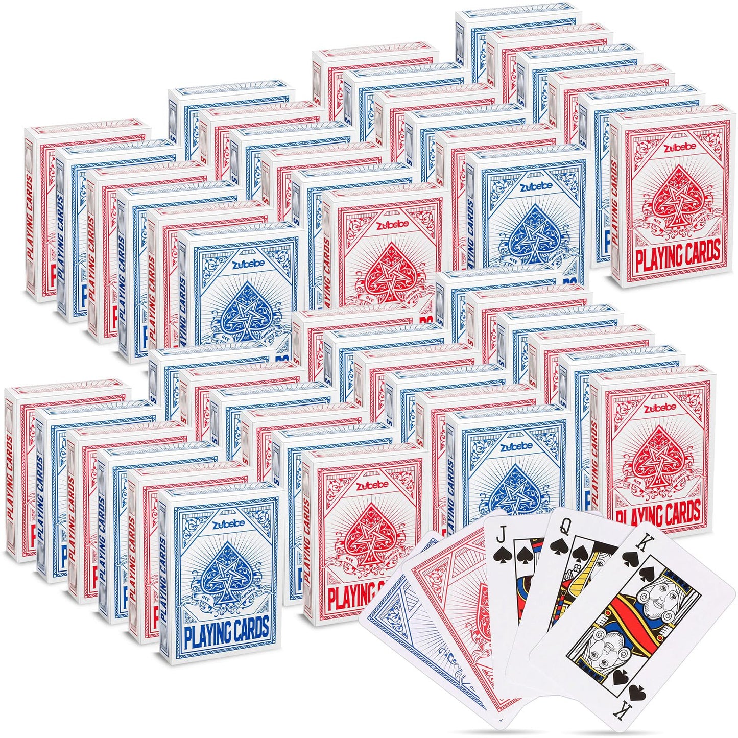 Zubebe 48-Pack Playing Cards Bulk Deck – Poker Size, Travel Friendly