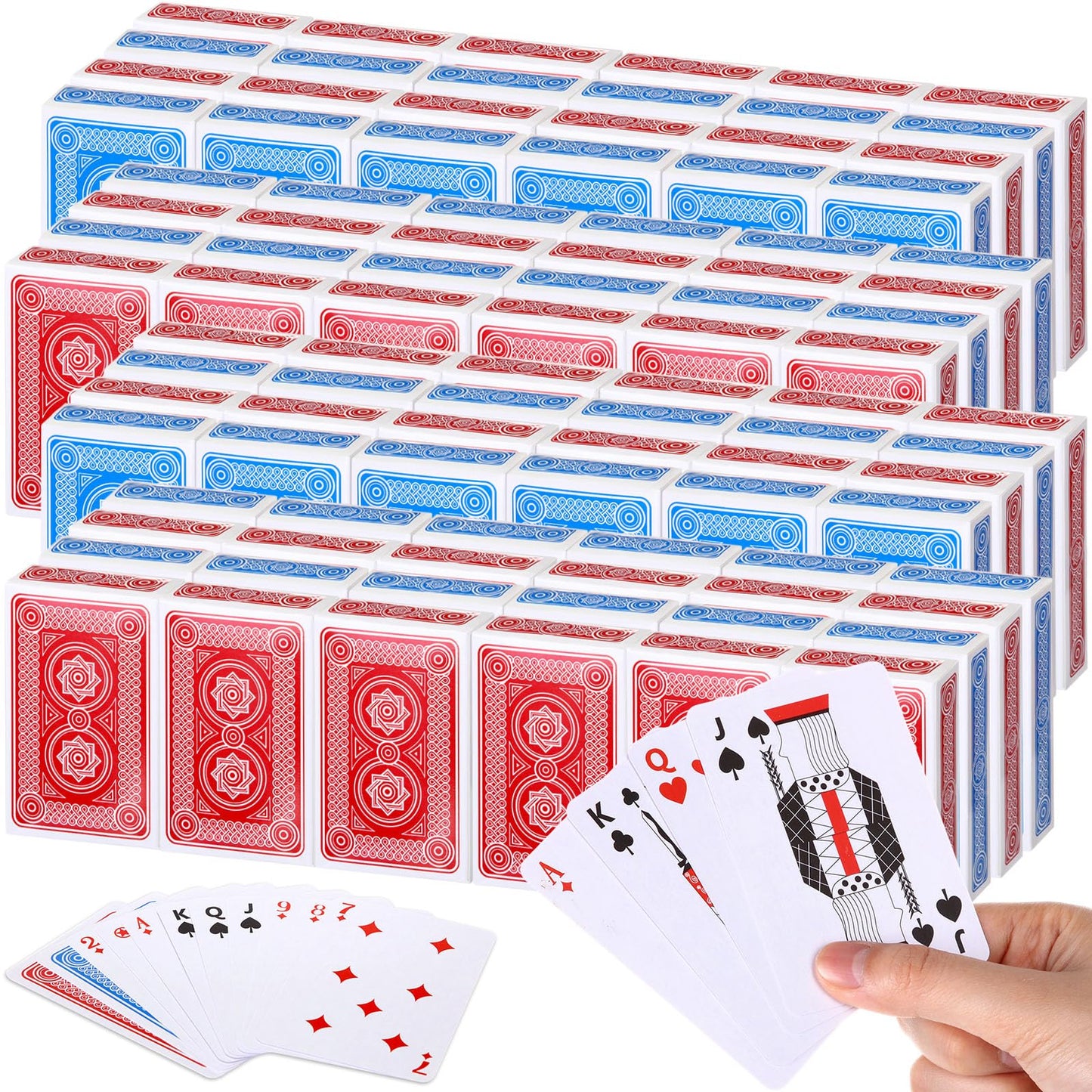 Zubebe 96-Pack Playing Cards Bulk Decks | Mini 2.25 x 3.5-Inch Red & Blue