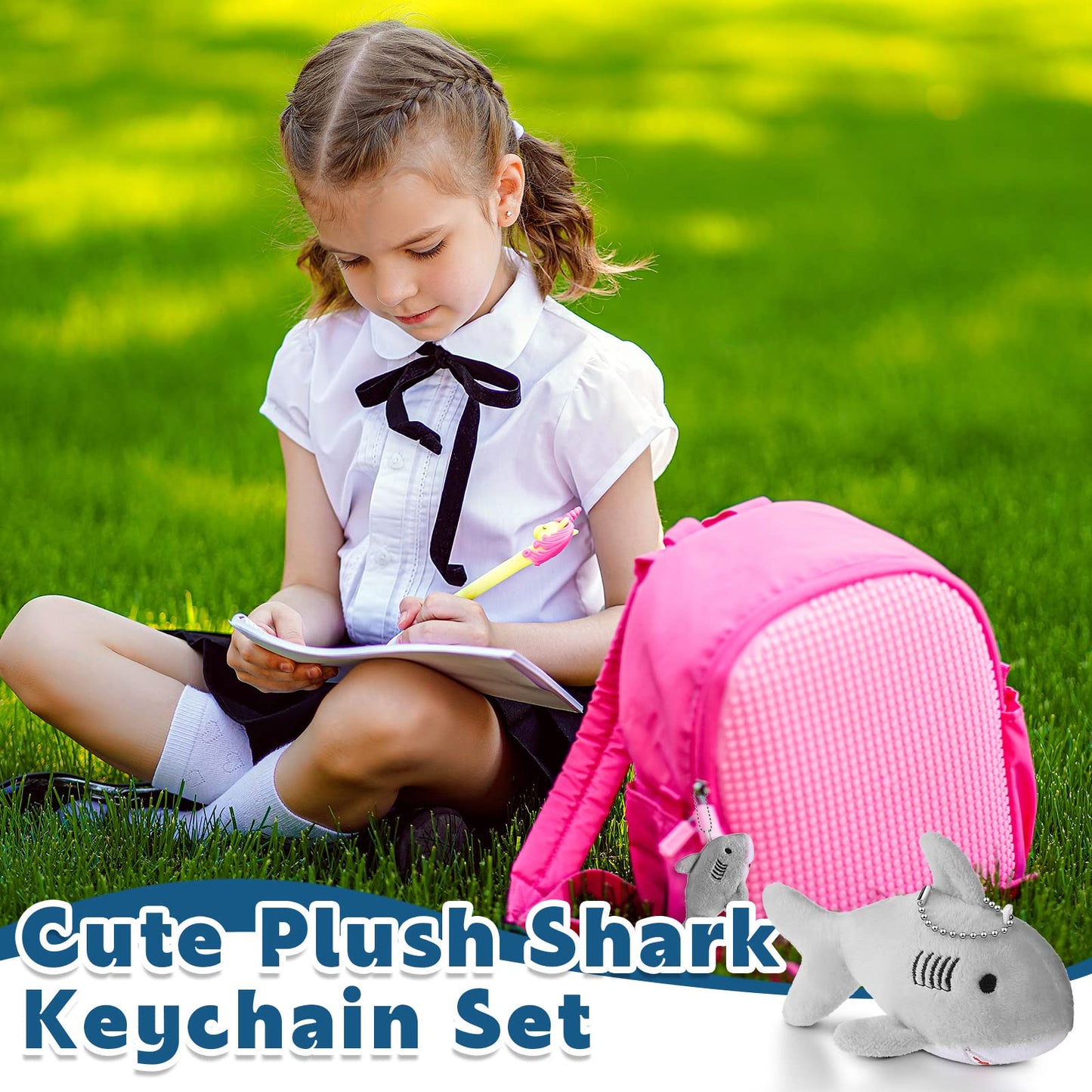 Zubebe 24 Pcs Shark Plush Keychains – Gray Mini Keychains for Party Favors, Gifts & Decor
