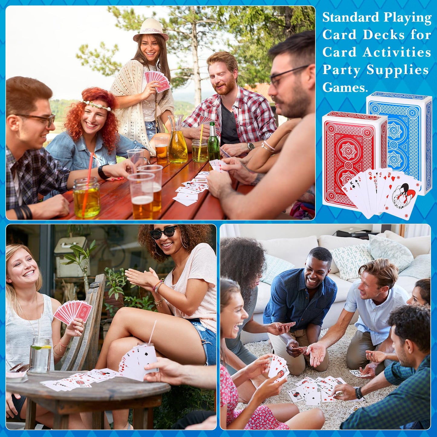 Zubebe 96-Pack Playing Cards Bulk Decks | Mini 2.25 x 3.5-Inch Red & Blue