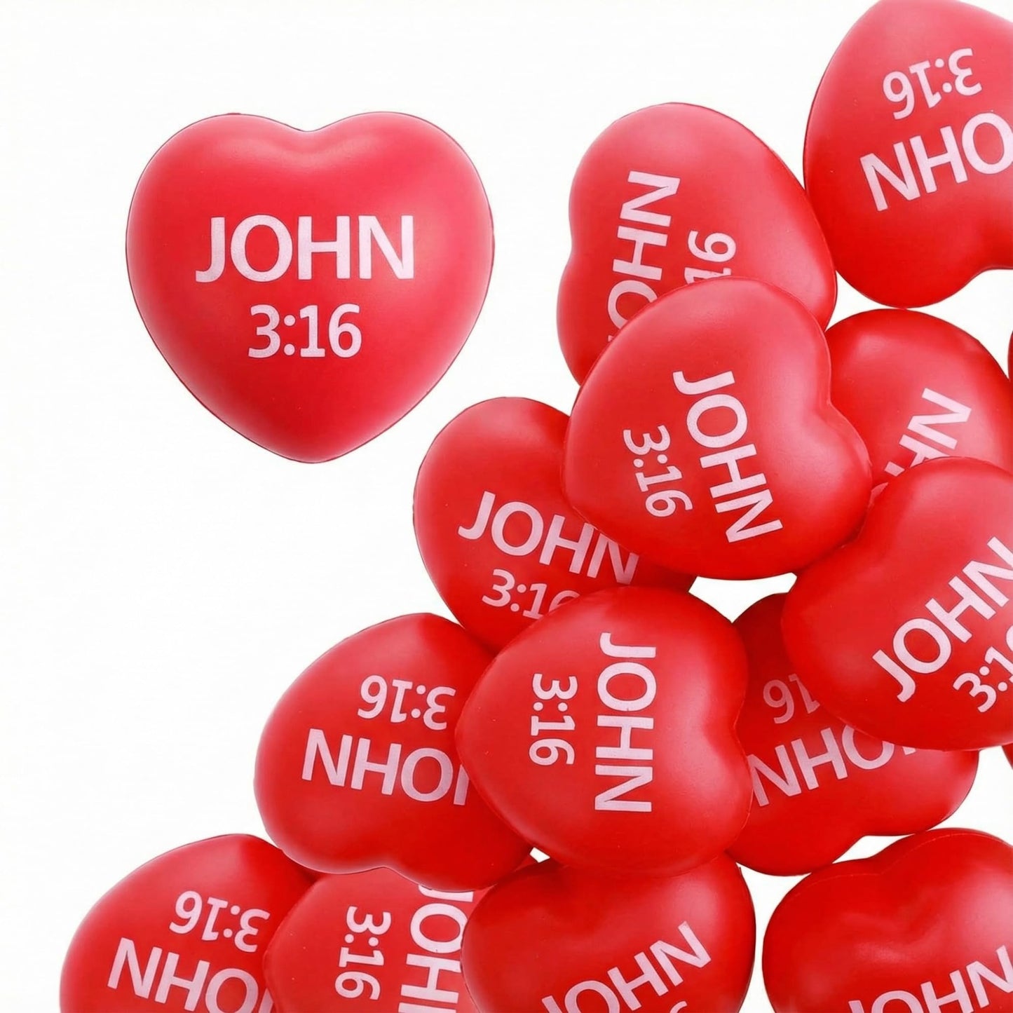 Zubebe 60 Pcs Valentine Heart Stress Balls JOHN 3:16 Red 2.76 in