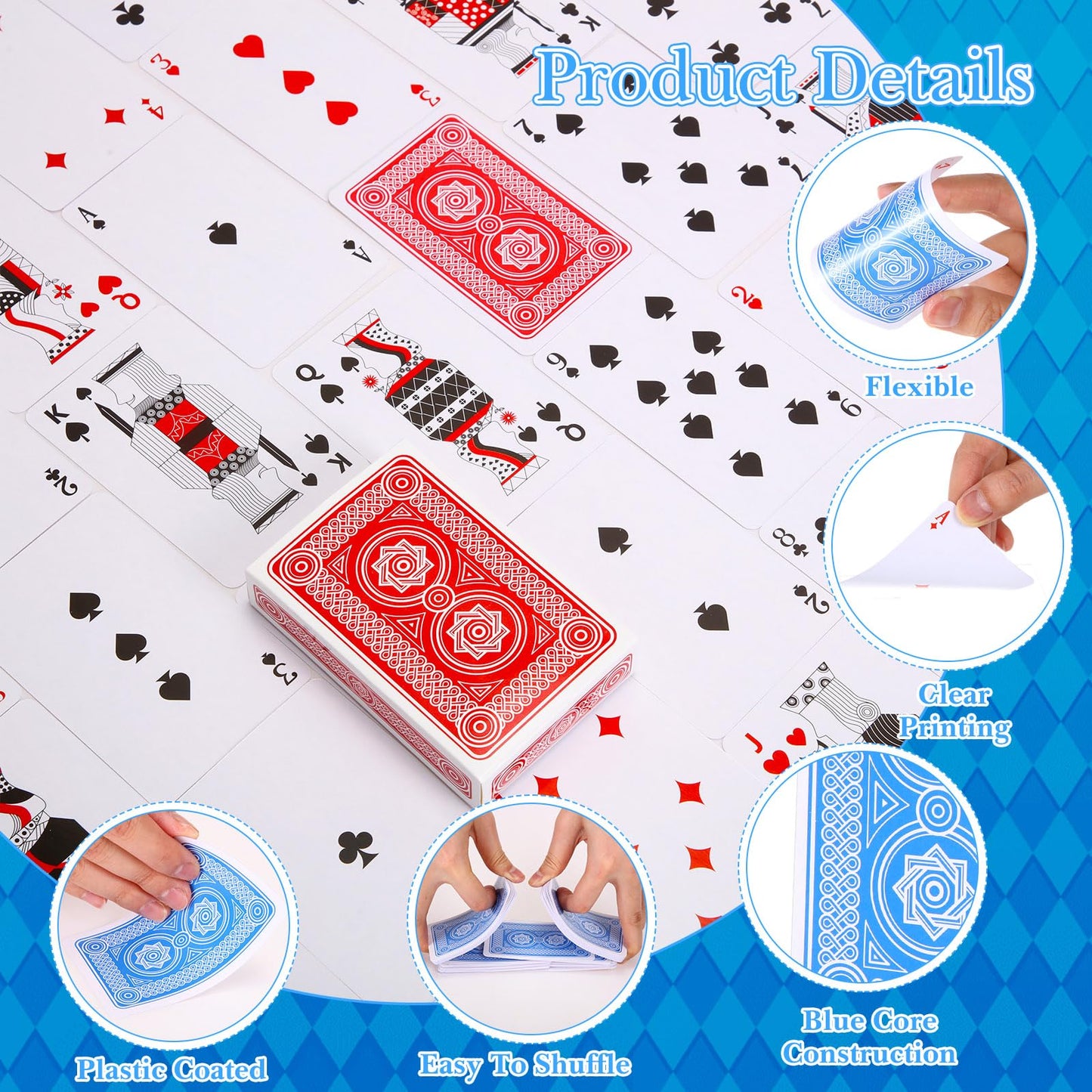 Zubebe 96-Pack Playing Cards Bulk Decks | Mini 2.25 x 3.5-Inch Red & Blue