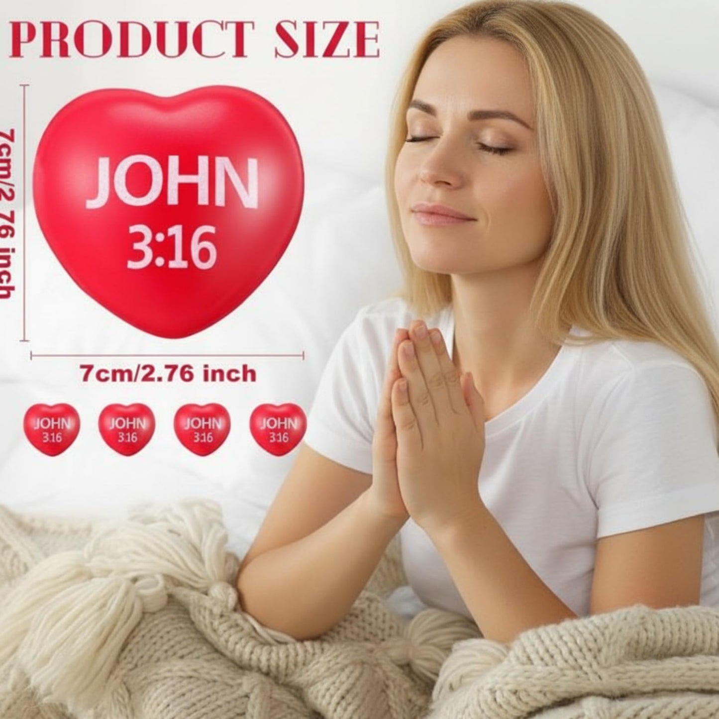 Zubebe 48 Pcs Valentine Heart Stress Balls – John 3:16 Gift Set