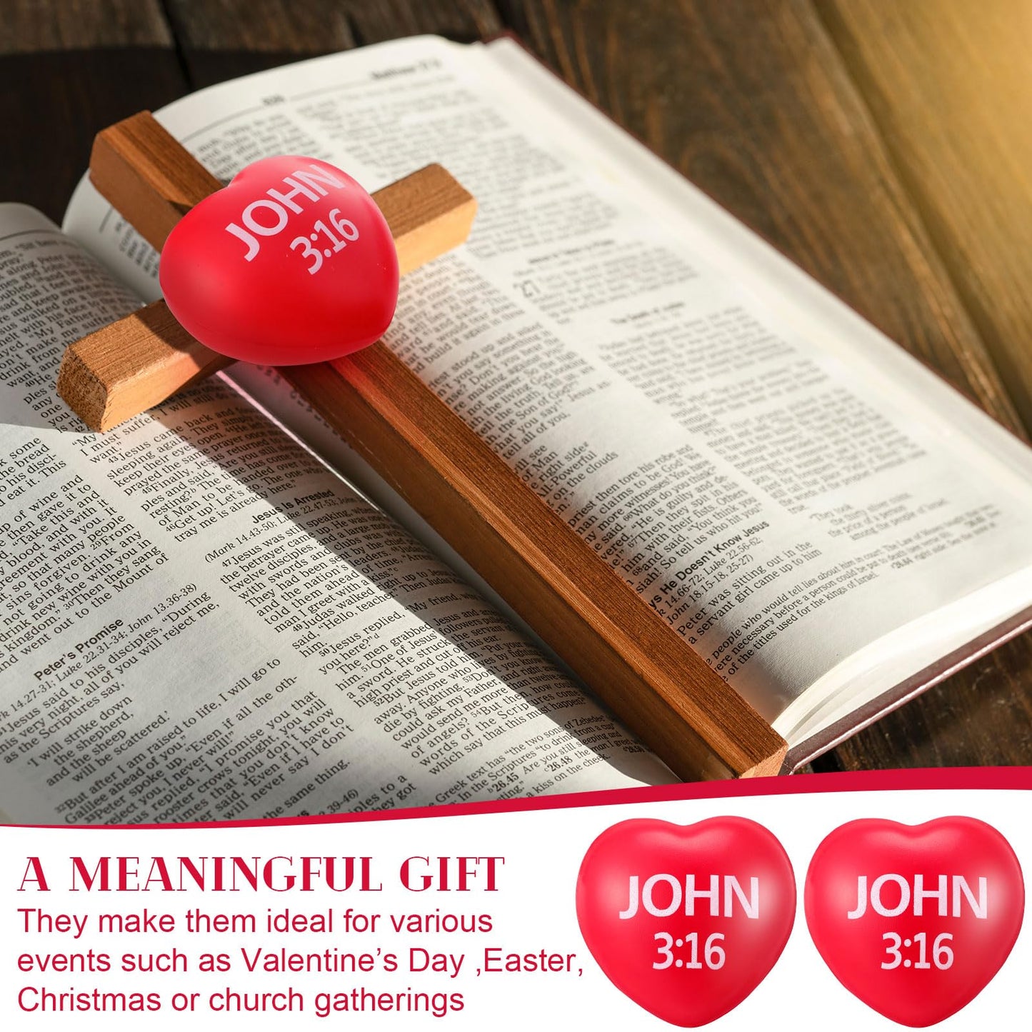 Zubebe 36 Pcs Valentine Heart Stress Balls - John 3:16 Red Gift Set