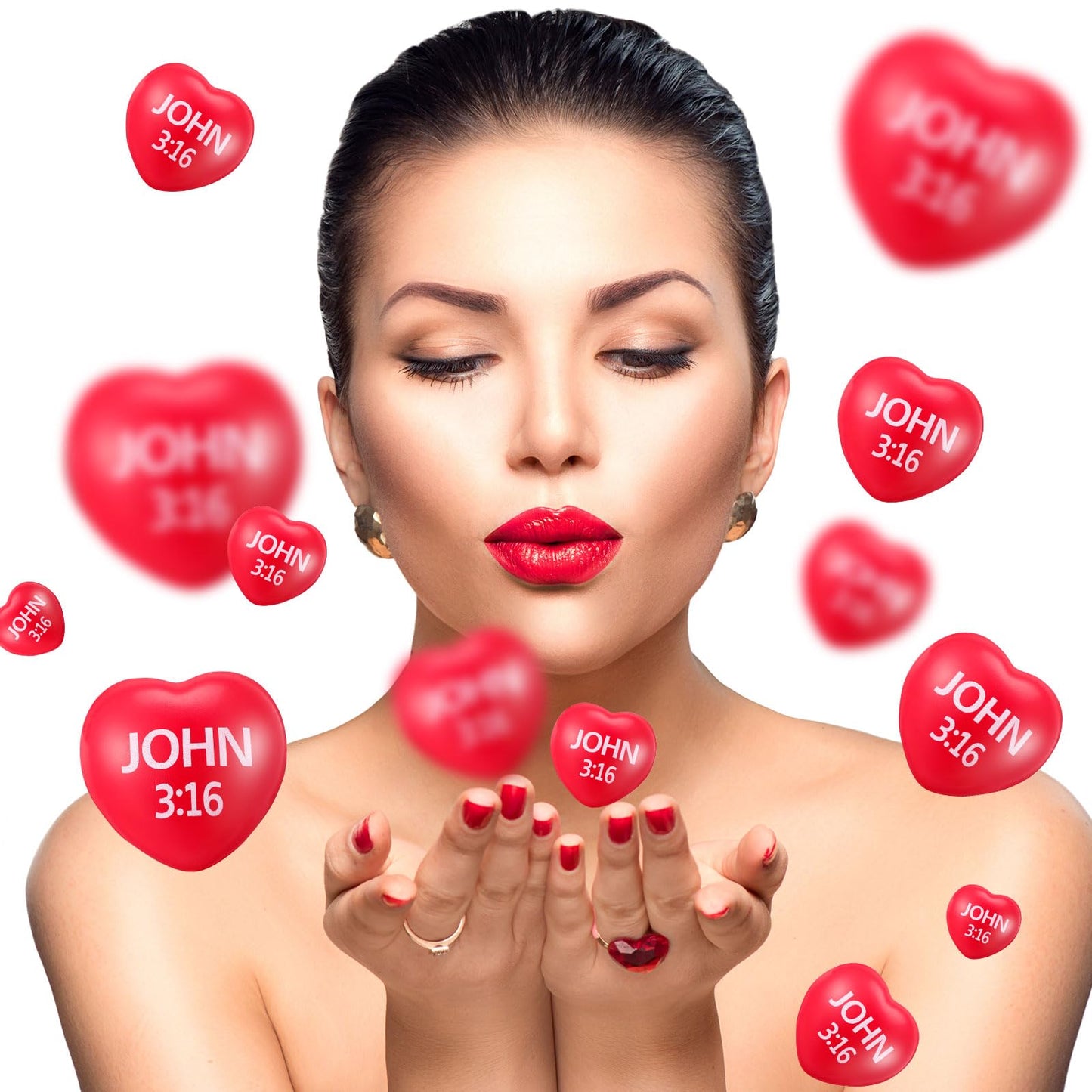 Zubebe 36 Pcs Valentine Heart Stress Balls - John 3:16 Red Gift Set