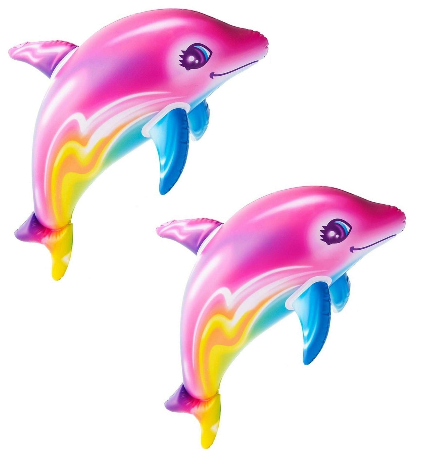 Zugar Land Large 36in Pink Rainbow Dolphin Inflatable Pool Toy – Set of 2