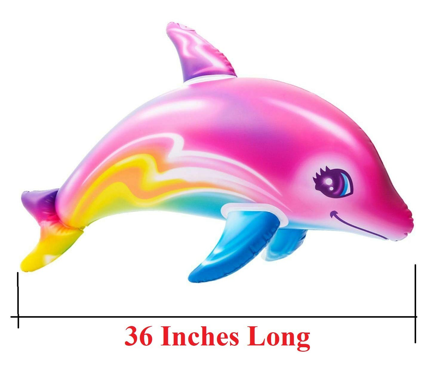 Zugar Land Large 36in Pink Rainbow Dolphin Inflatable Pool Toy – Set of 2