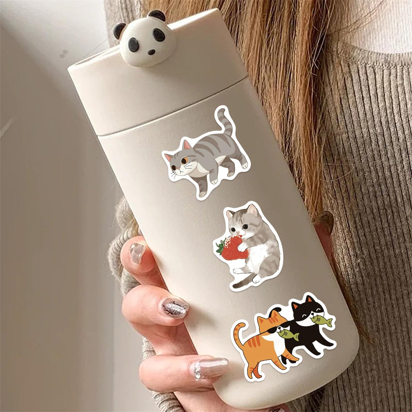 50 Pcs Cute Cat Stickers for Kids | Waterproof Vinyl Kawaii Cats - ZUIYIJIANGNAN