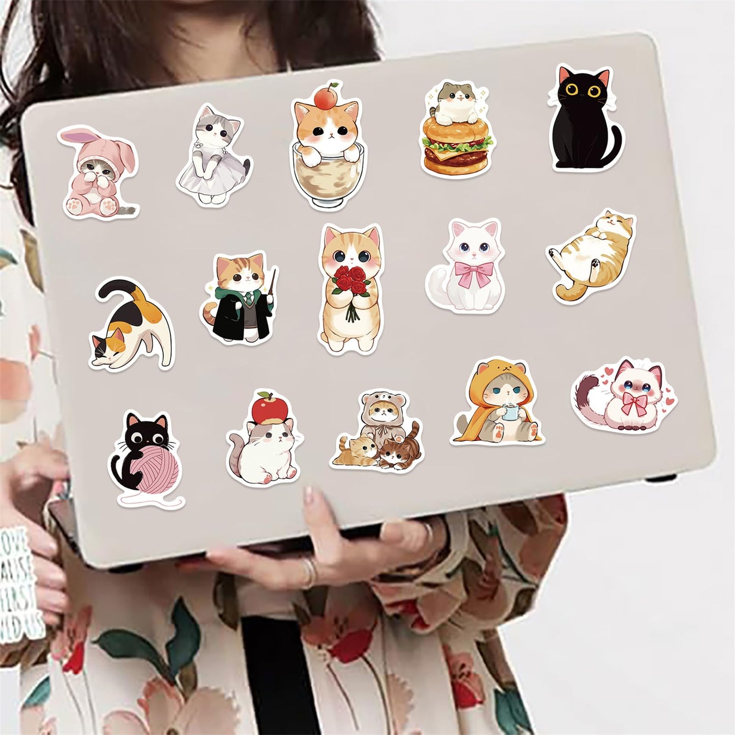 50 Pcs Cute Cat Stickers for Kids | Waterproof Vinyl Kawaii Cats - ZUIYIJIANGNAN