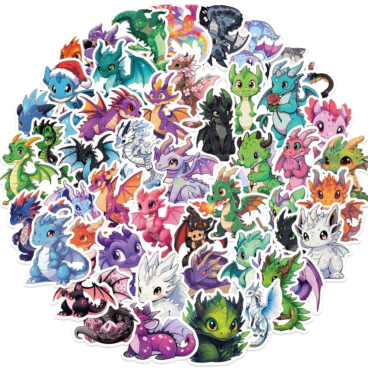 ZUIYIJIANGNAN 50pcs Cartoon Dragon Stickers – Waterproof Vinyl for Laptops & Water Bottles