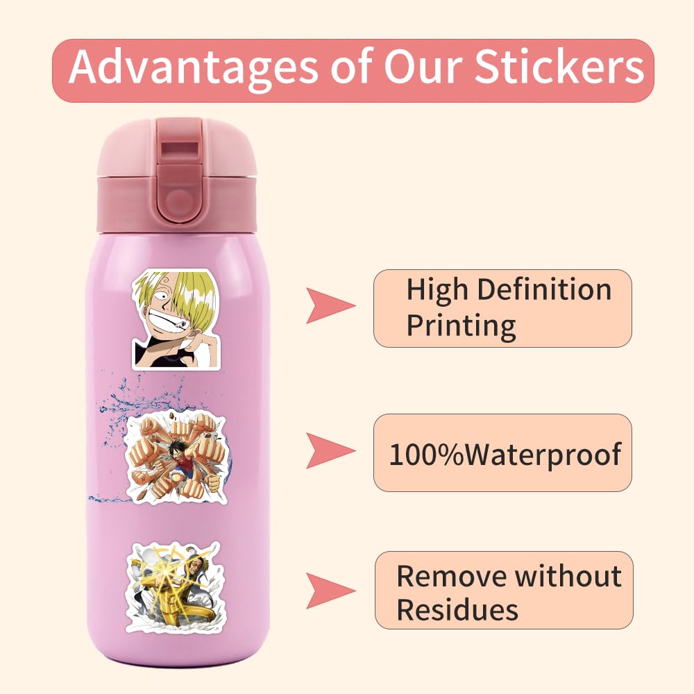 ZUIYIJIANGNAN 110Pcs One Piece Stickers – Waterproof Vinyl Decals for Laptops, Water Bottles & More