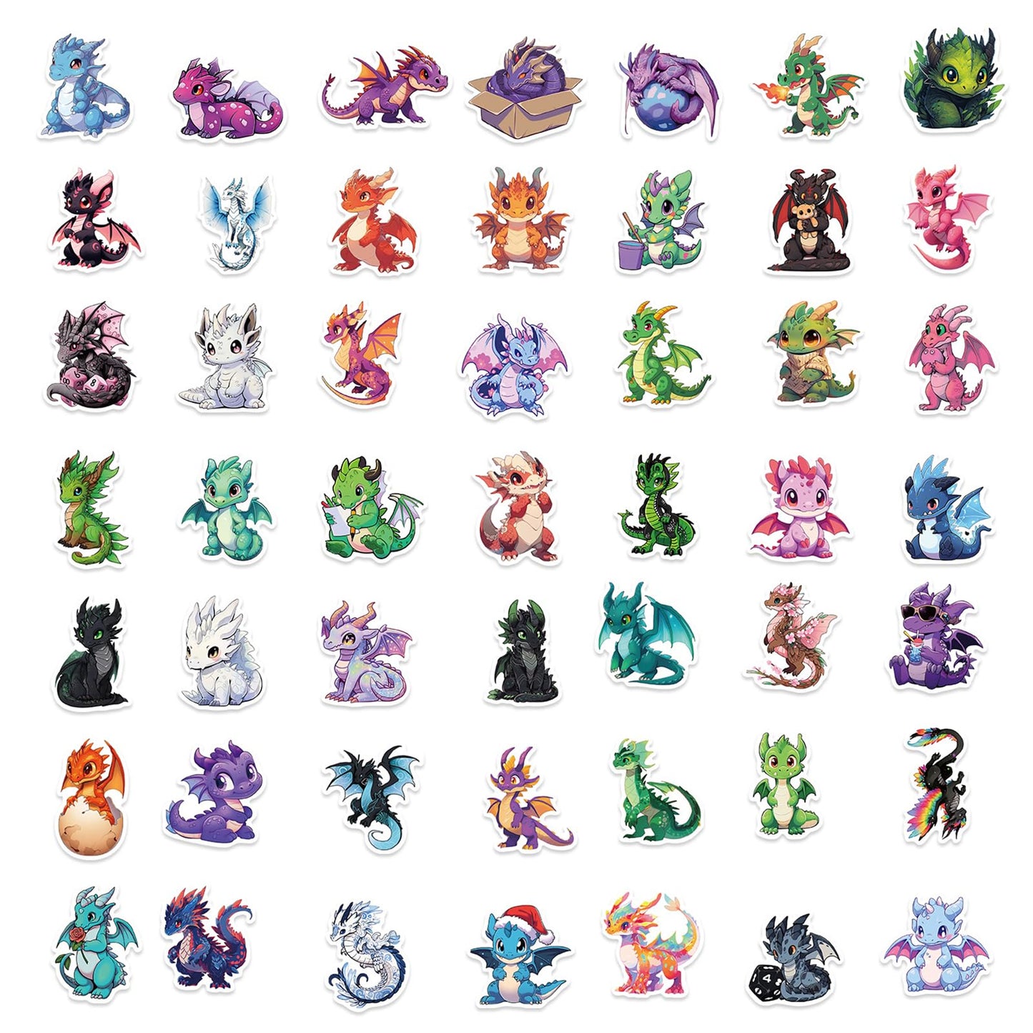 ZUIYIJIANGNAN 50pcs Cartoon Dragon Stickers – Waterproof Vinyl for Laptops & Water Bottles