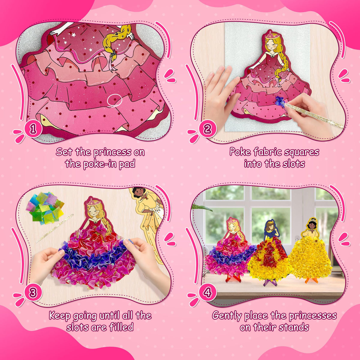 ZUNIRA Poke-in Kits Dream Princess – Mess-Free Creative Craft for Kids Aged 3-9