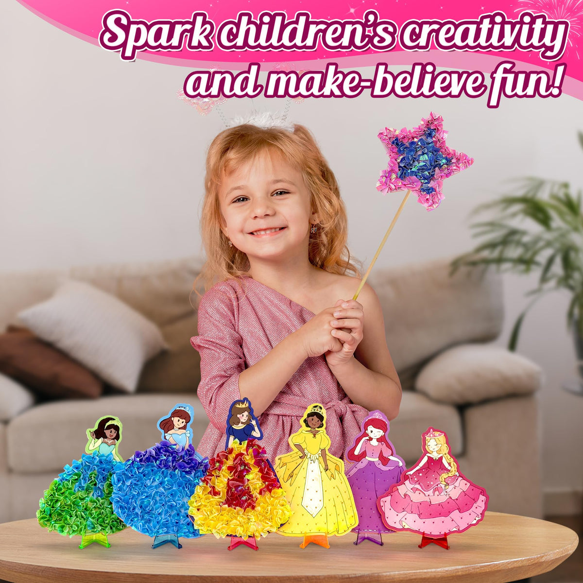 ZUNIRA Poke-in Kits Dream Princess – Mess-Free Creative Craft for Kids Aged 3-9