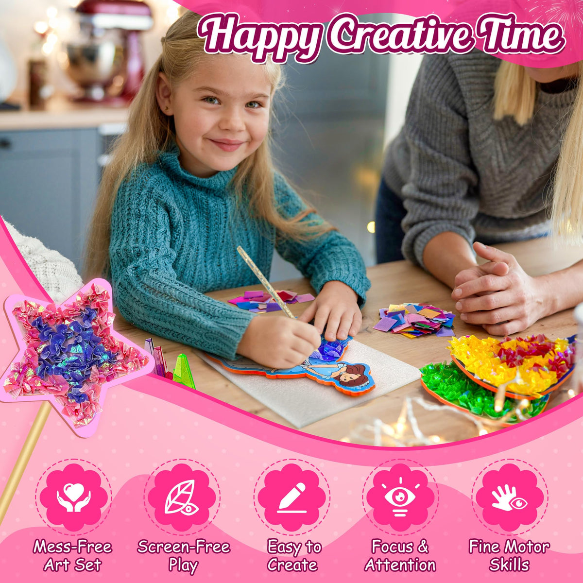 ZUNIRA Poke-in Kits Dream Princess – Mess-Free Creative Craft for Kids Aged 3-9