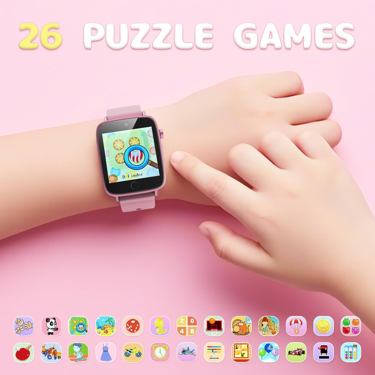 ZUODUN Kids Watch for Girls – Camera, 26 Puzzle Games, Alarm, Pedometer & Learning Cards