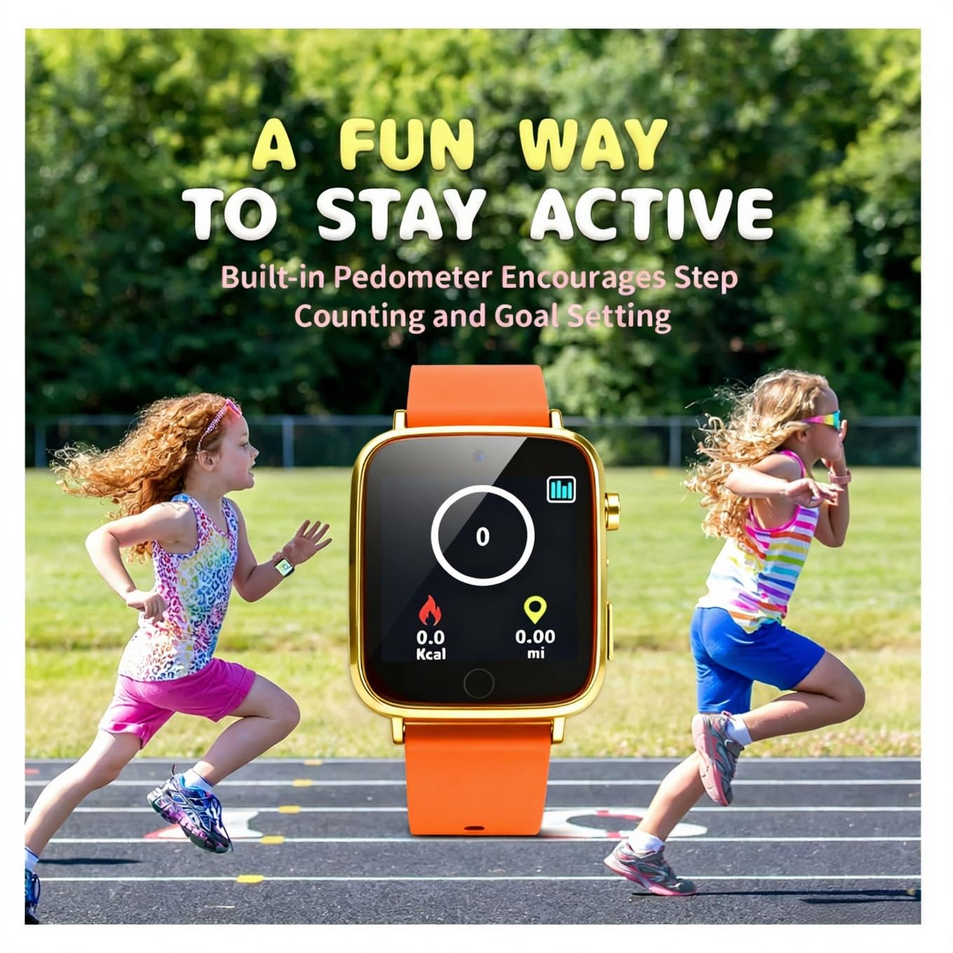 ZUODUN Kids Watch for Girls – Orange Smart Watch with Camera, 26 Games, Alarm, Pedometer & Audiobooks