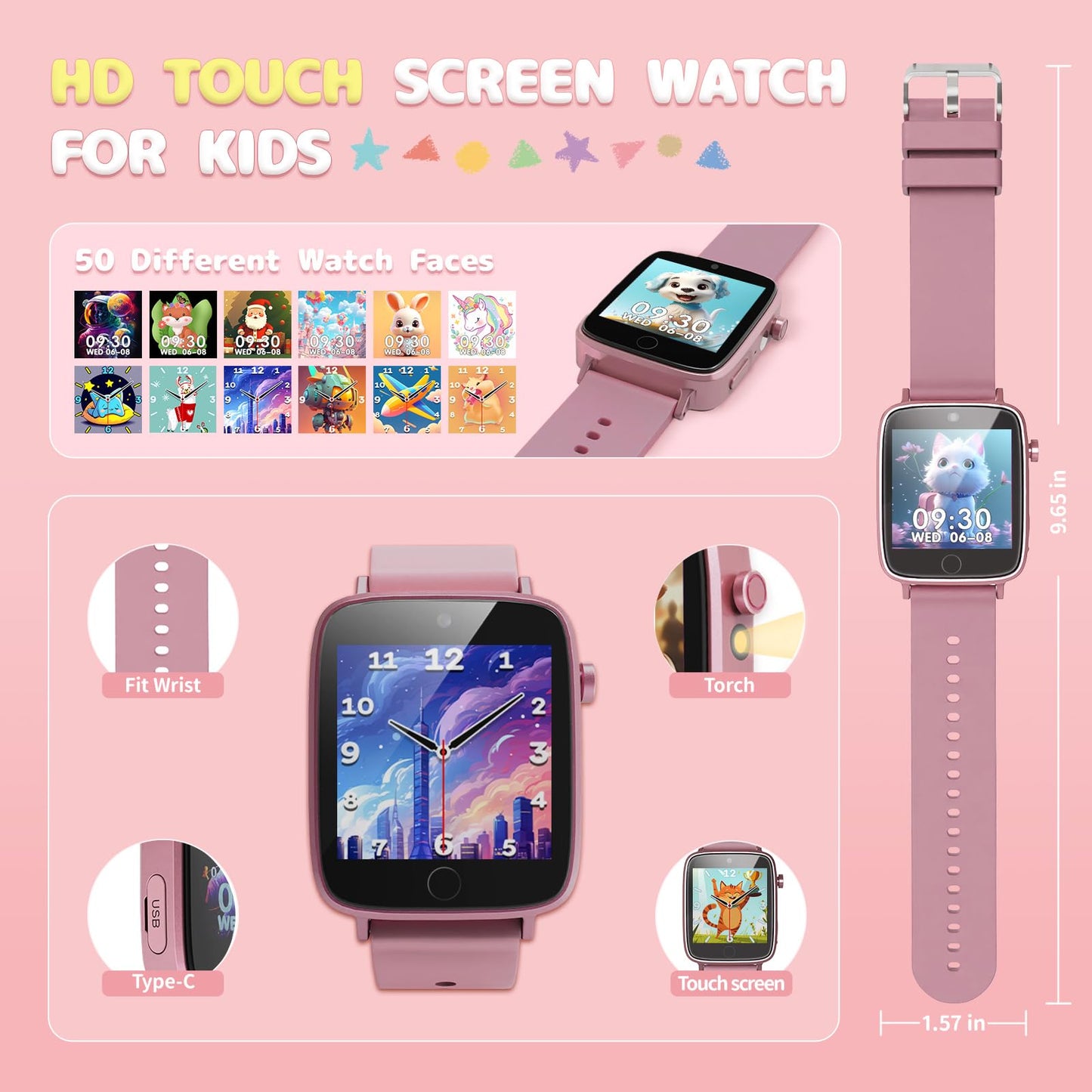 ZUODUN Kids Watch for Girls – Camera, 26 Puzzle Games, Alarm, Pedometer & Learning Cards
