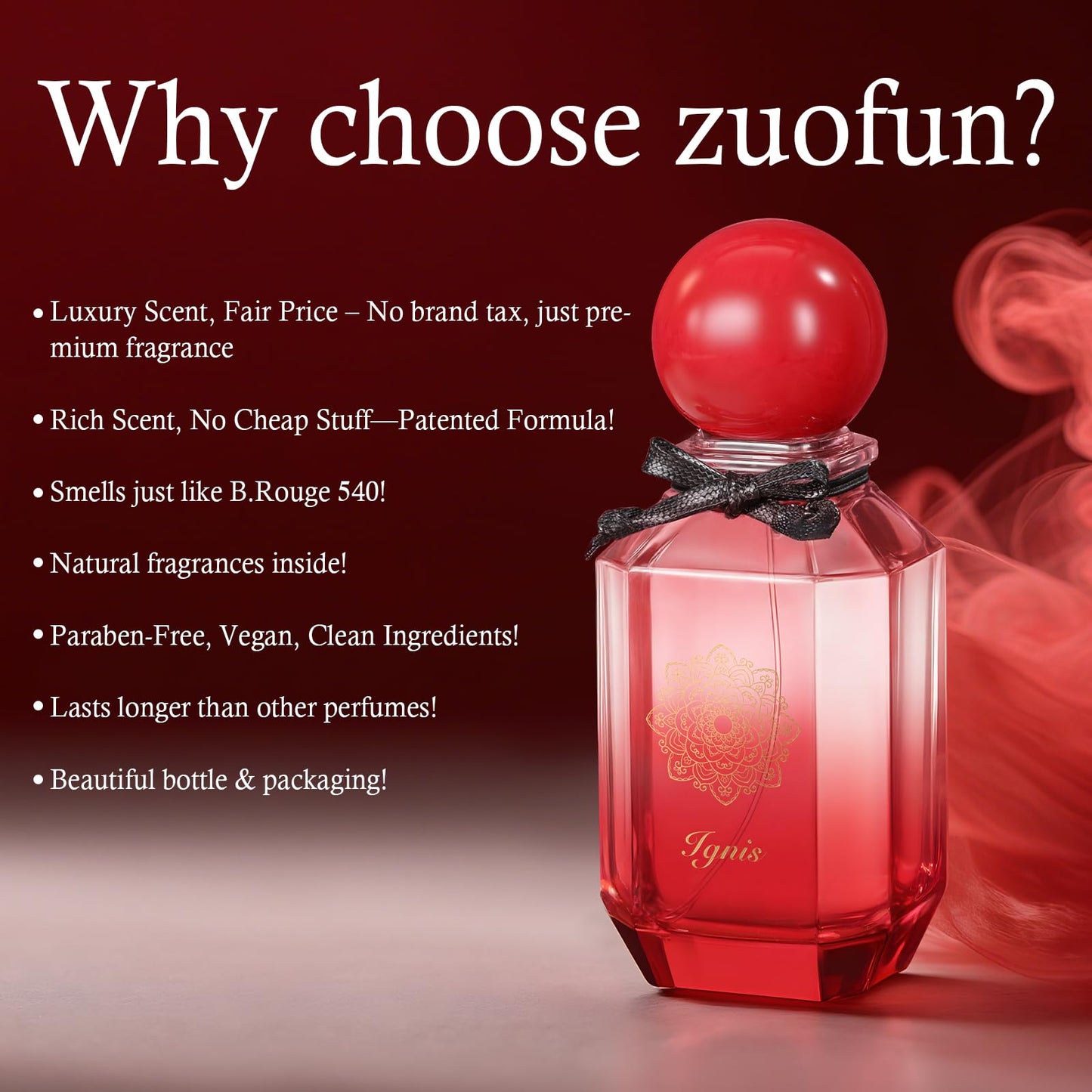 Zuofun No.9 Eau de Parfum — Inspired by Baccarat R.ouge 540 | 100 ml Unisex, Paraben Free, Vegan, Clean Ingredients