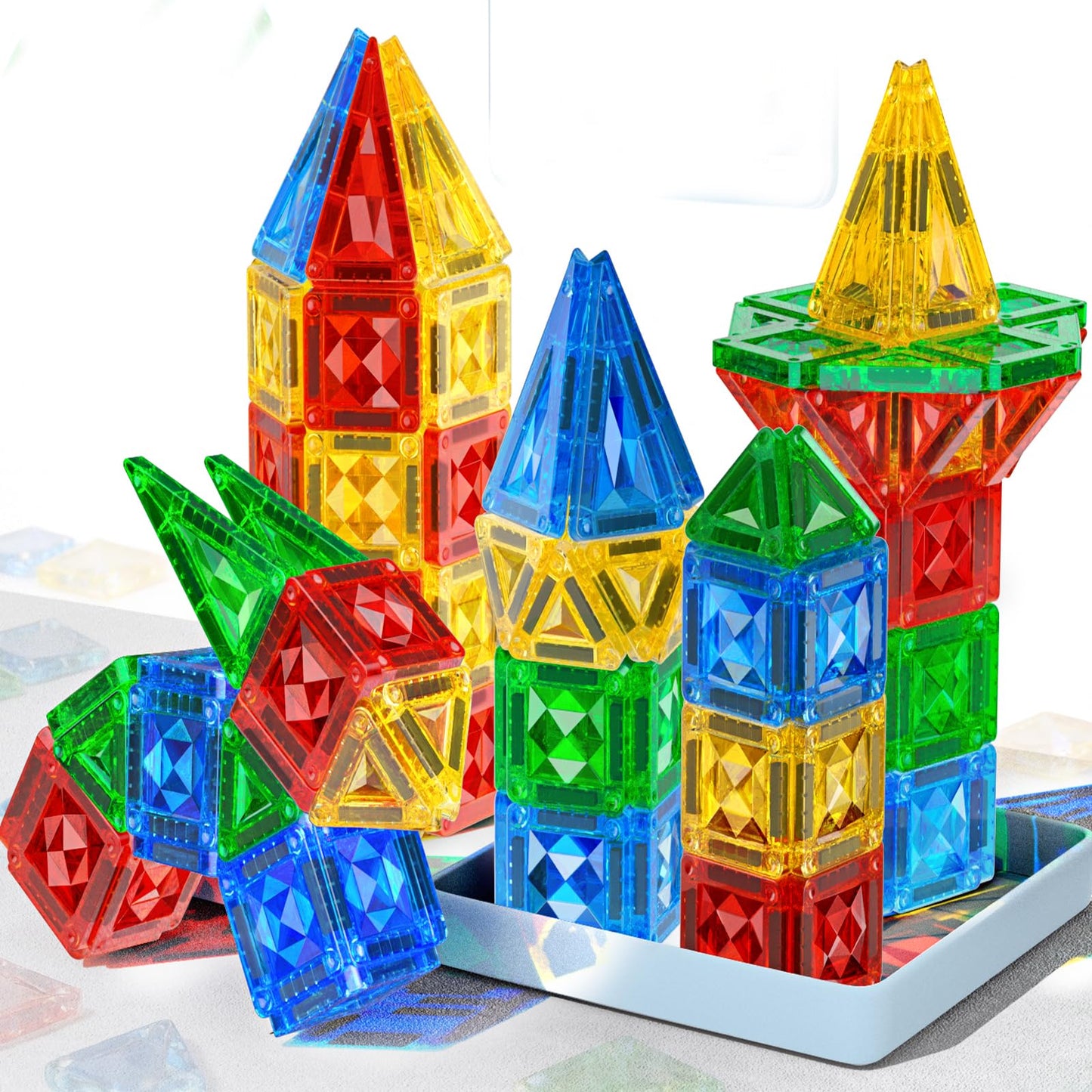 Zupooko 60-Piece Magnetic Tiles for Kids 3-8 | Travel STEM Toy
