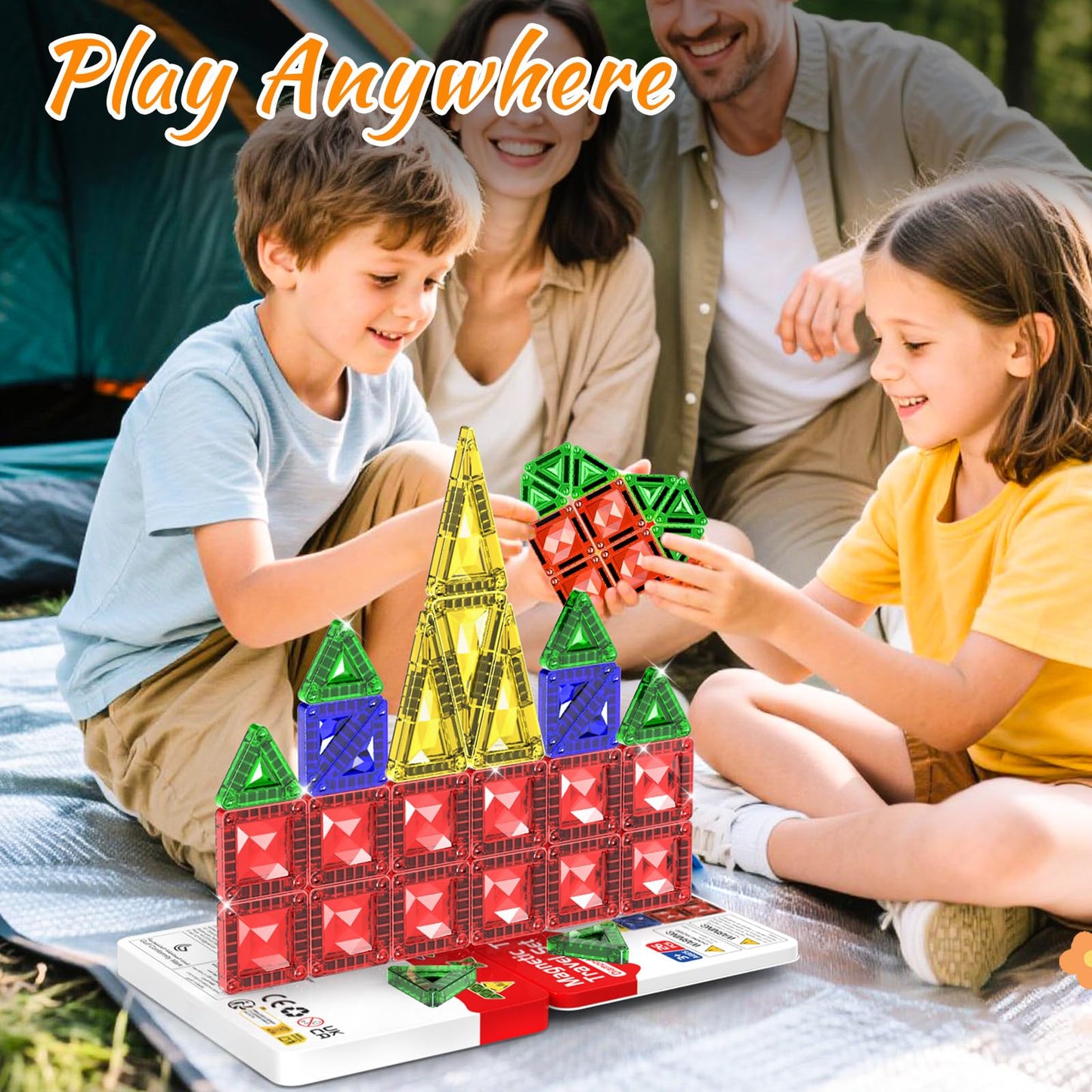 Zupooko Mini Magnetic Tiles – Travel STEM Toy for Kids 3-8 with Metal Storage Box