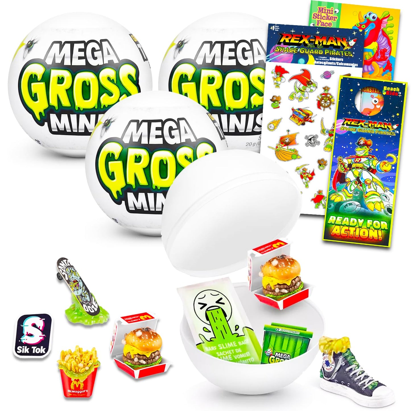 Zuru 5 Surprise Mini Brands Mega Gross Minis 3-Pack – Collectible Mystery Toys & Stickers