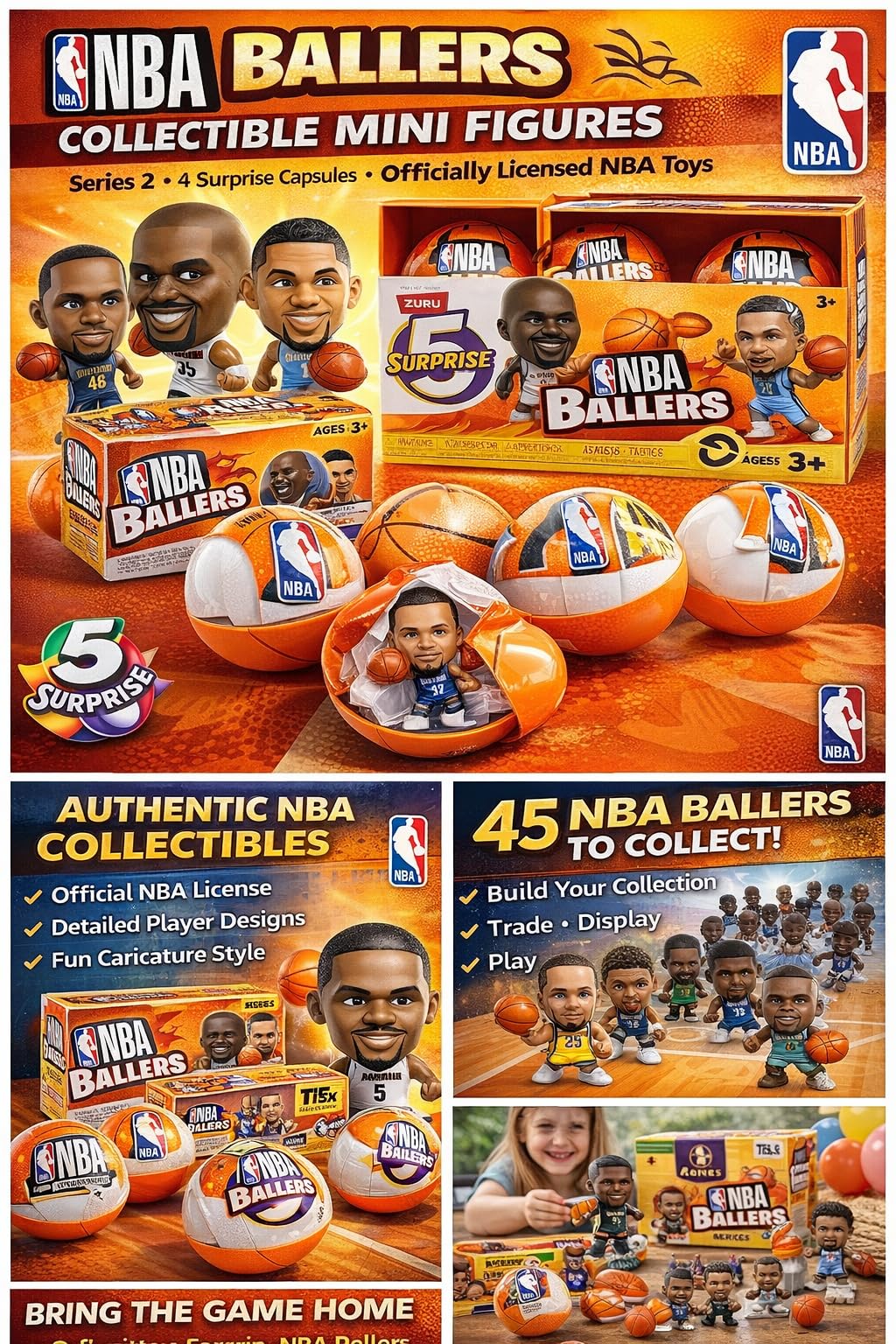 ZURU 5 Surprise NBA Ballers Series 2 – Official NBA Collectible Figures & Surprise Capsules