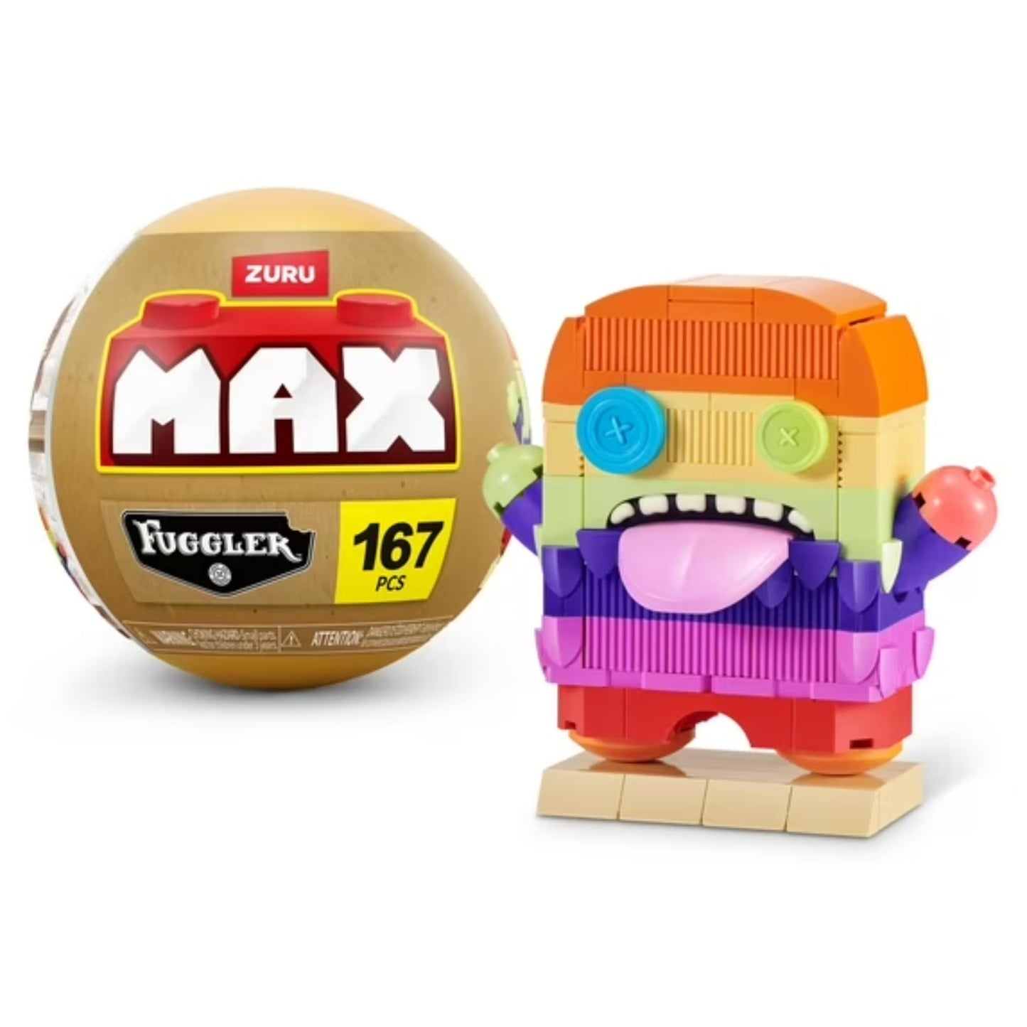ZURU MAX Build More Premium Fuggler Collection – 167-Piece Building Brick Toy (Oogah Boogah)