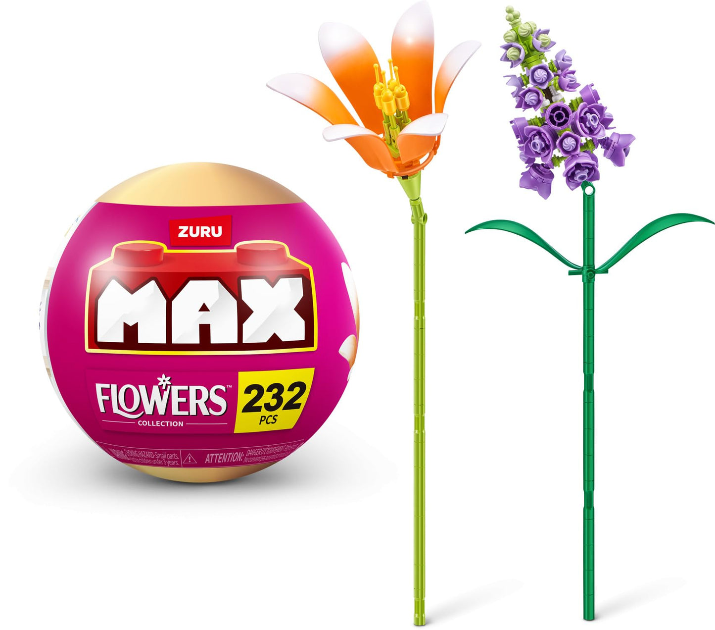 ZURU MAX Premium Garden Long Flowers – 2-Bloom Capsule, 233 Pieces, 10 Designs to Collect
