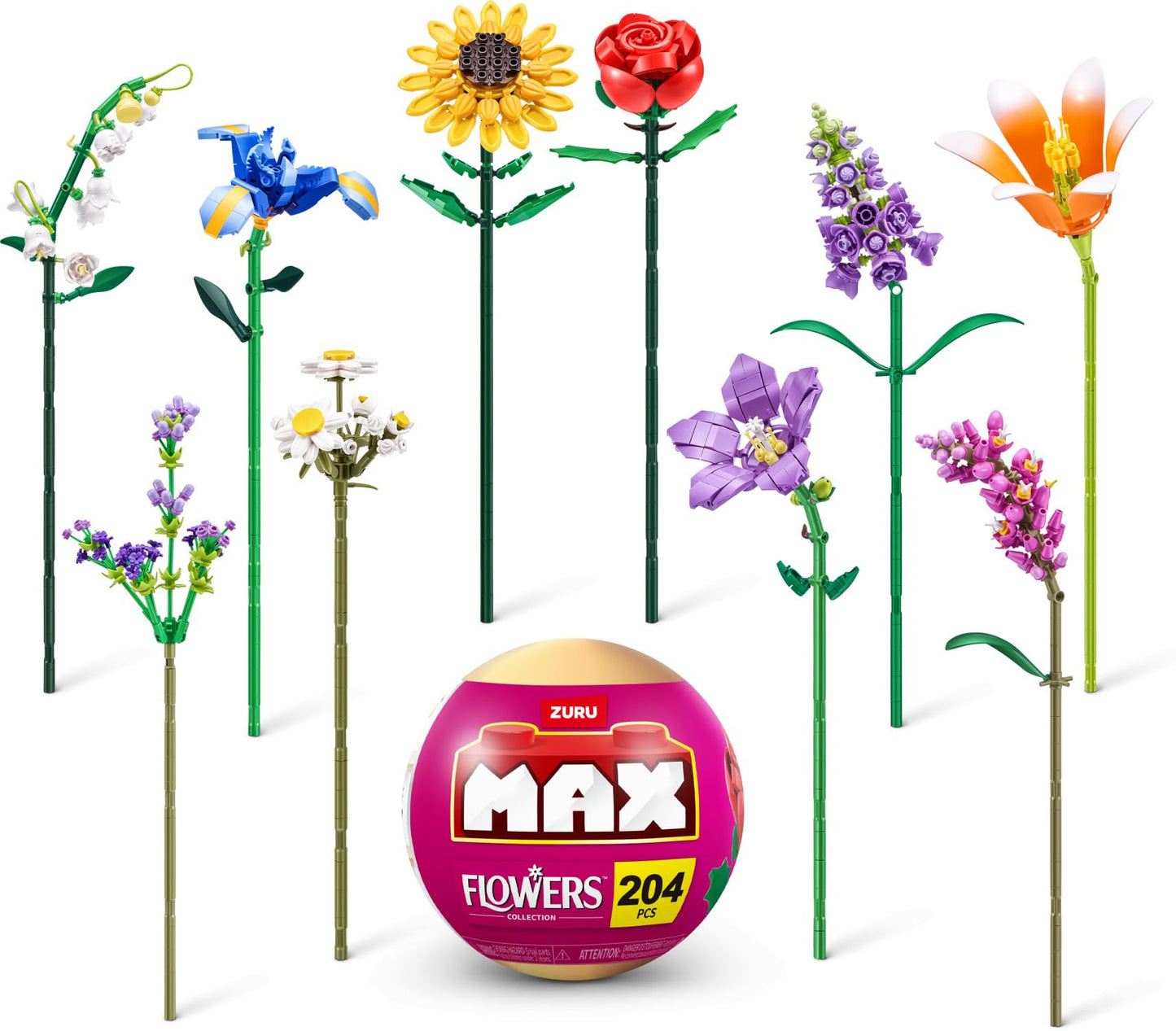ZURU MAX Premium Garden Long Flowers – 2-Bloom Capsule, 233 Pieces, 10 Designs to Collect