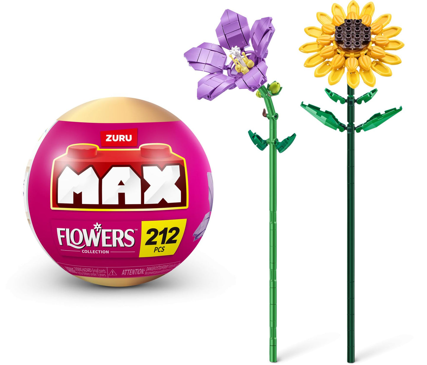 ZURU MAX Premium Garden Long Flowers – 2-Bloom Capsule, 233 Pieces, 10 Designs to Collect