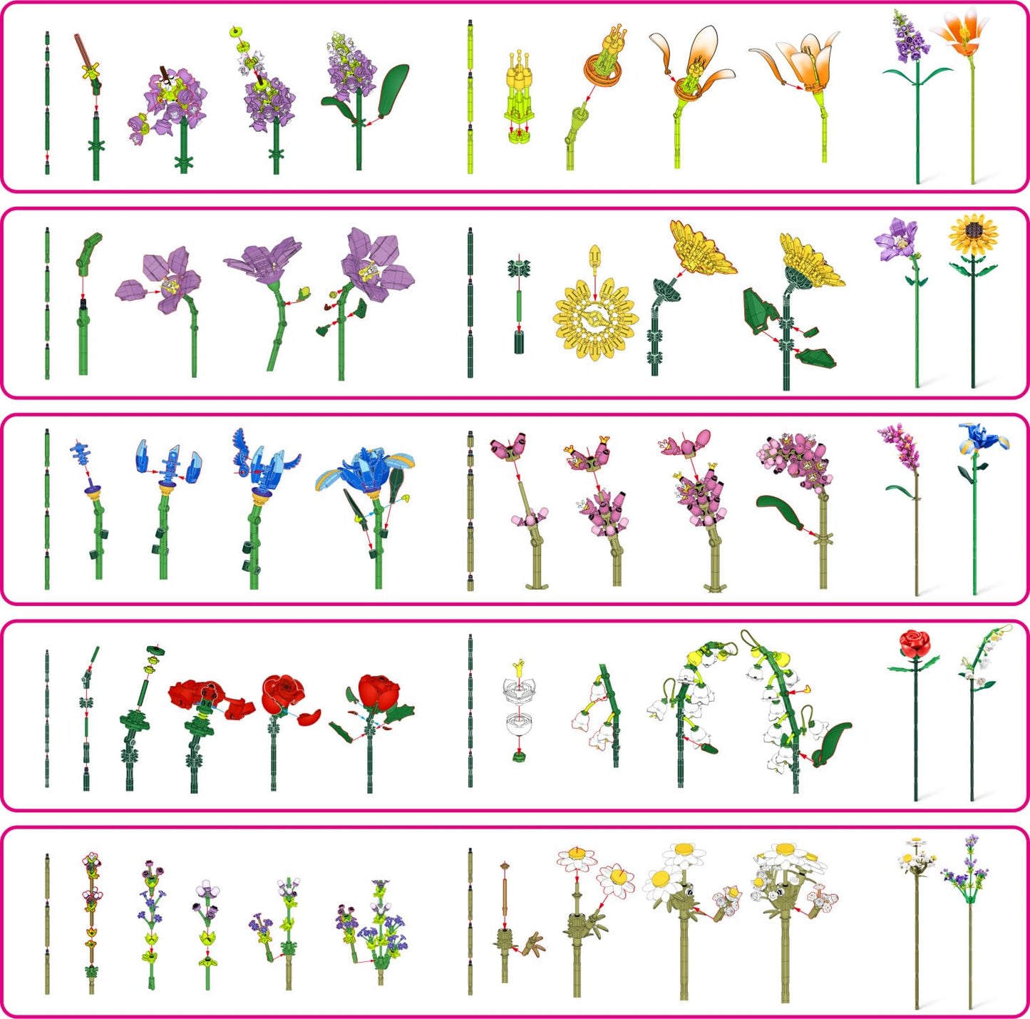 ZURU MAX Premium Garden Long Flowers – 2-Bloom Capsule, 233 Pieces, 10 Designs to Collect